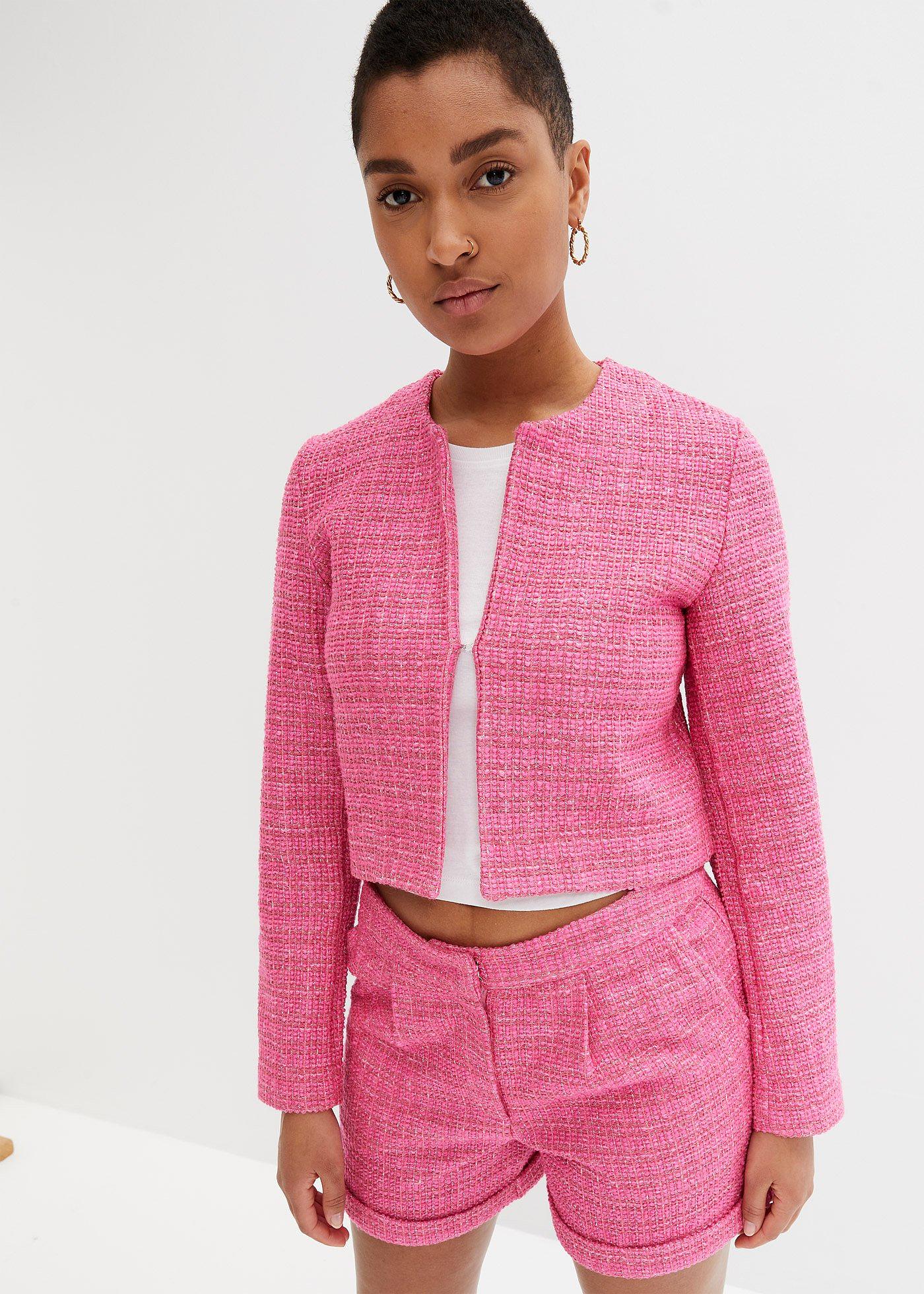 Kort kavaj utan knäppning pink