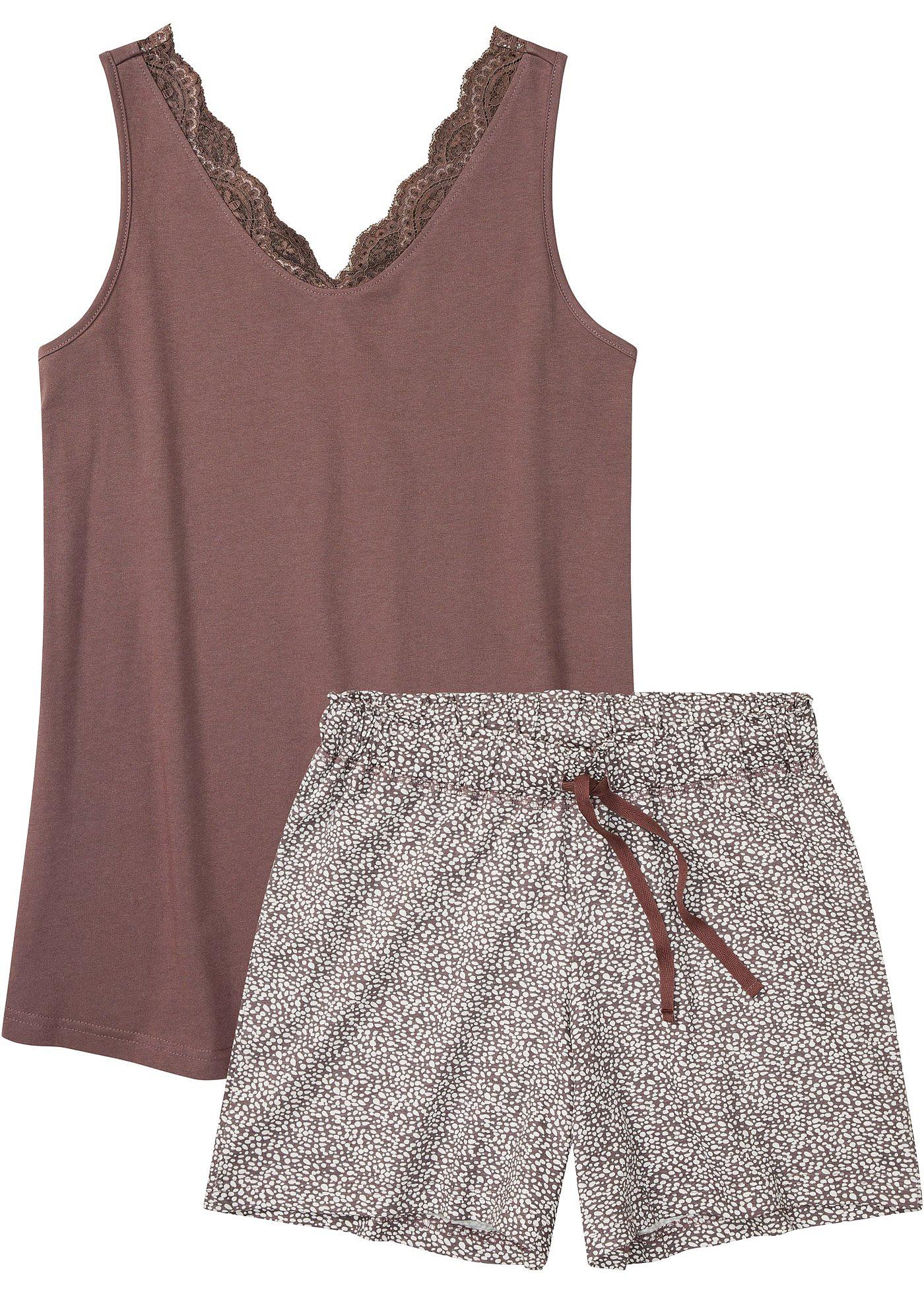 bonprix – Kort pyjamas med tunn spets