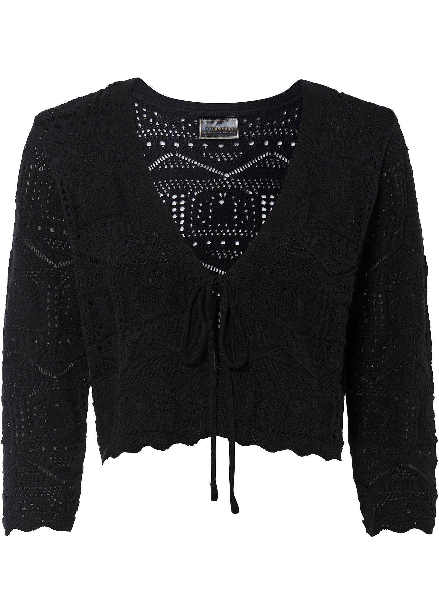 bonprix – Hålmönstrad bolero med 3/4-ärm