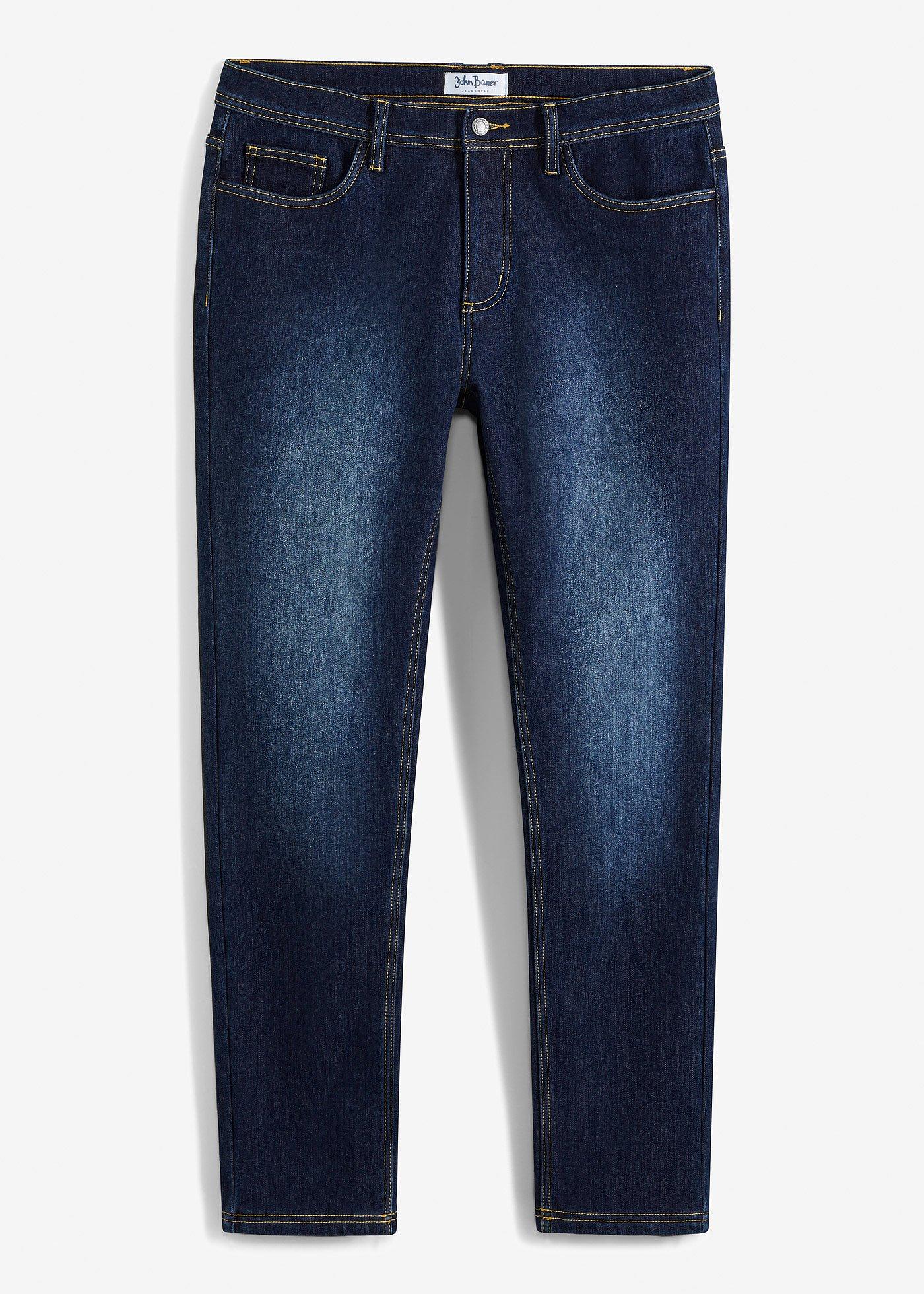 bonprix – Stretchiga, fodrade jeans, Regular Fit, Straight