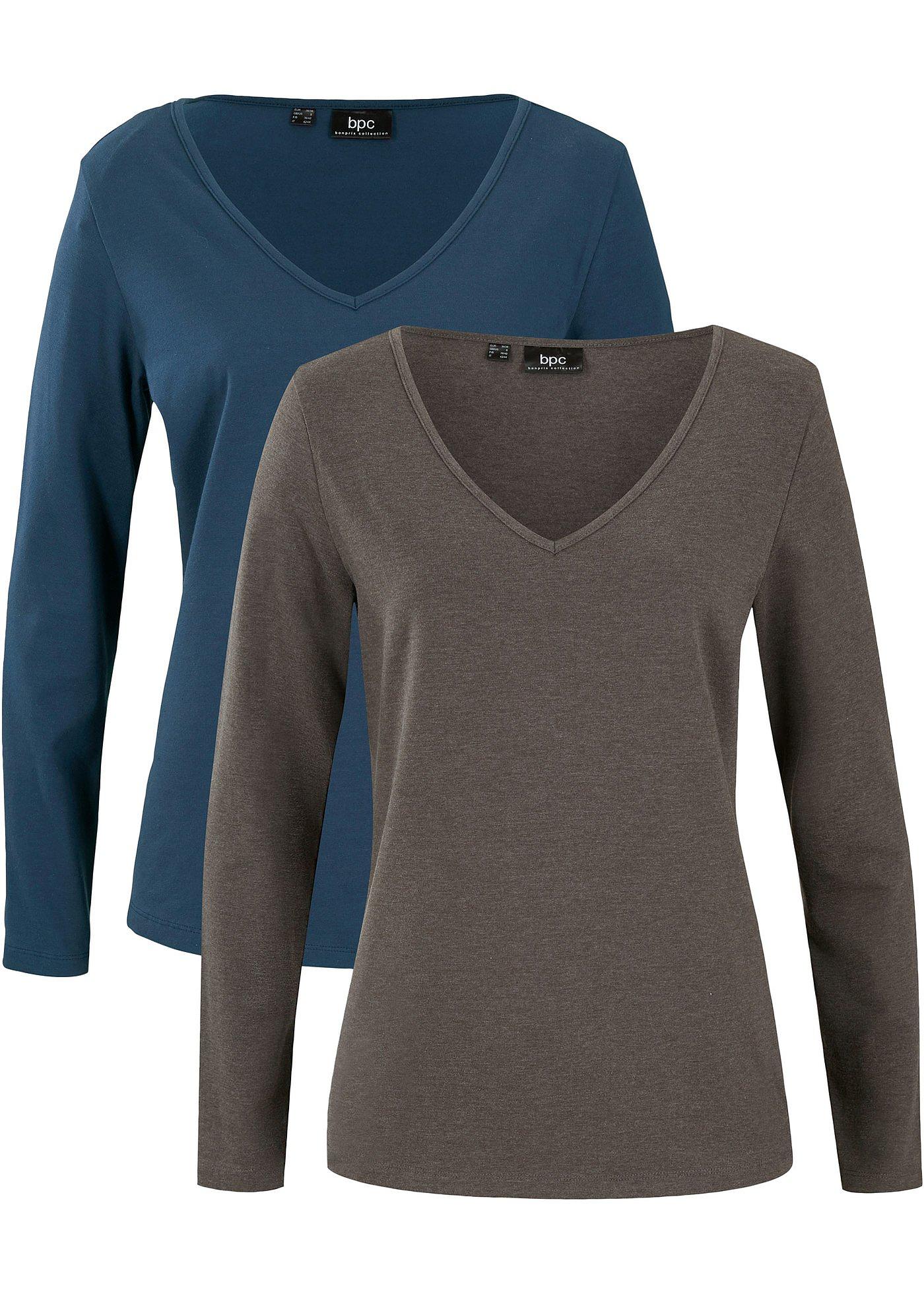 bonprix – Figurnära långärmad topp (2-pack)