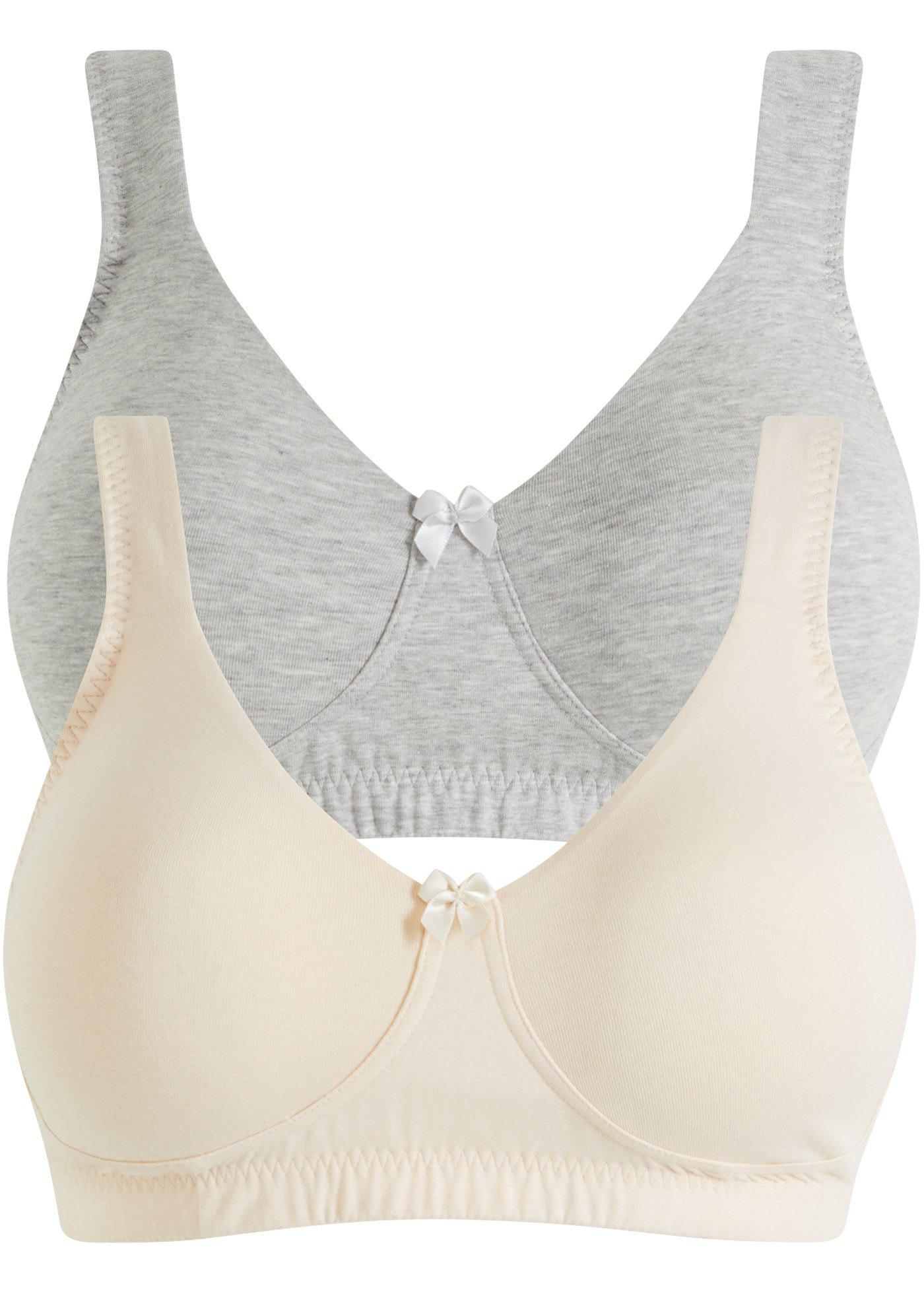 bonprix – T-shirtbehå i minimizermodell utan bygel, med bomull (2-pack)