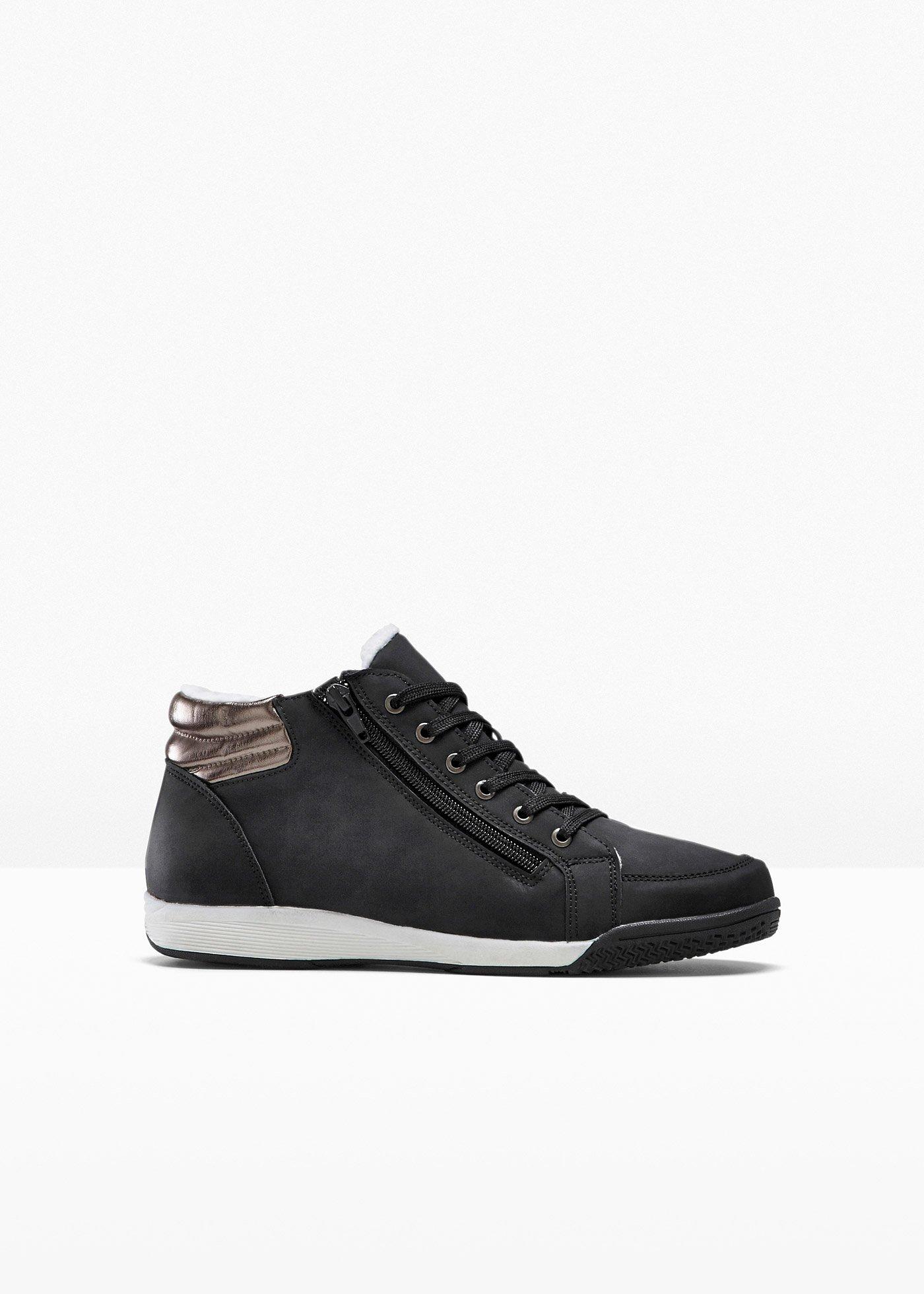 bonprix – Fodrade sneakers med höga skaft och dragkedja