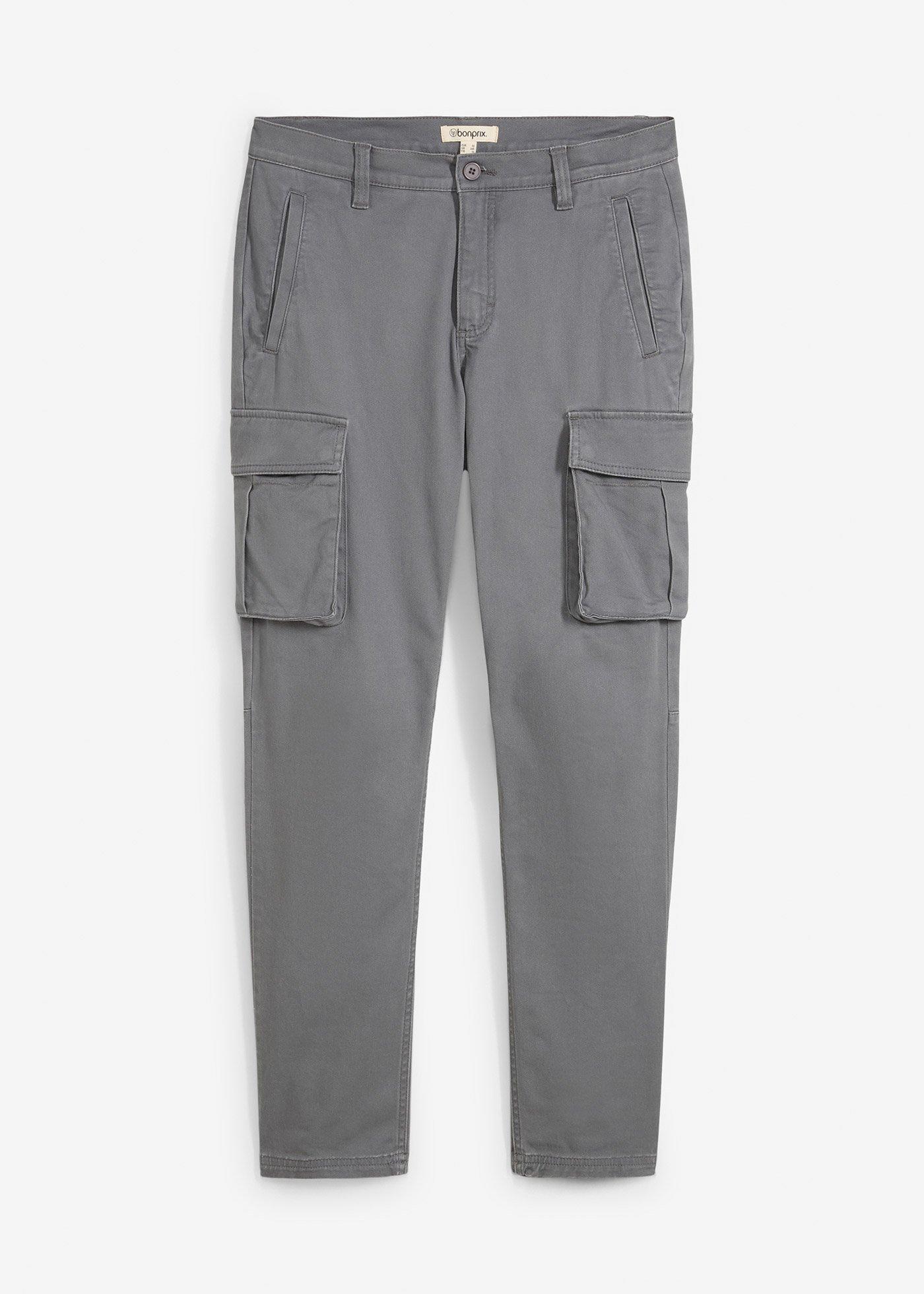 bonprix – Stretchig cargobyxa med bomull, normal passform, raka ben