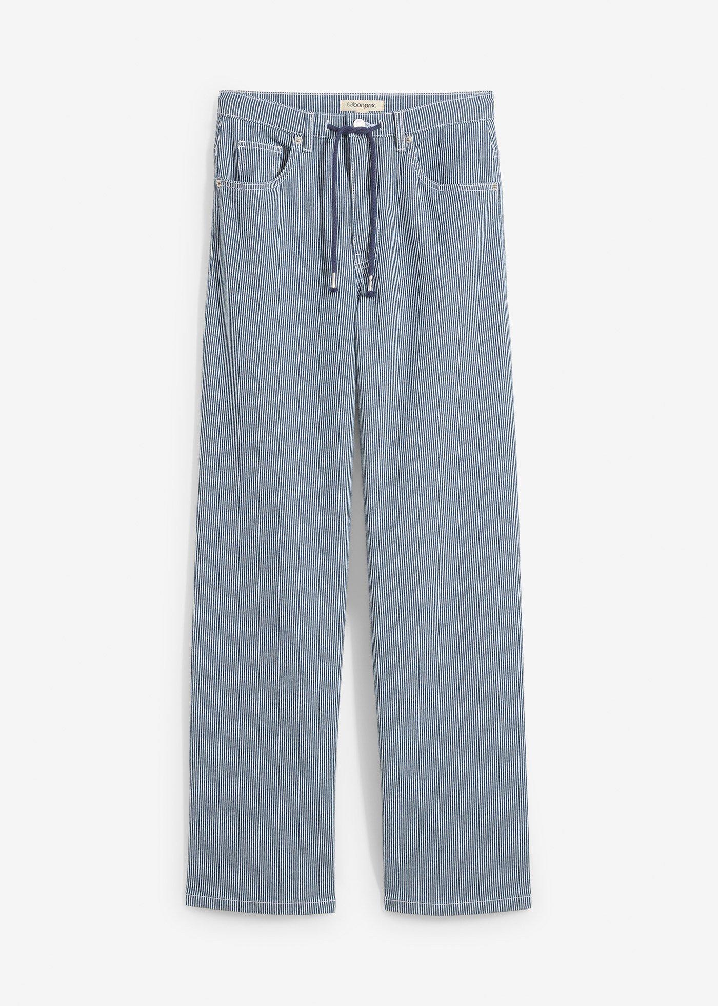 bonprix – Loose Straight Jeans, High Waist, med ränder