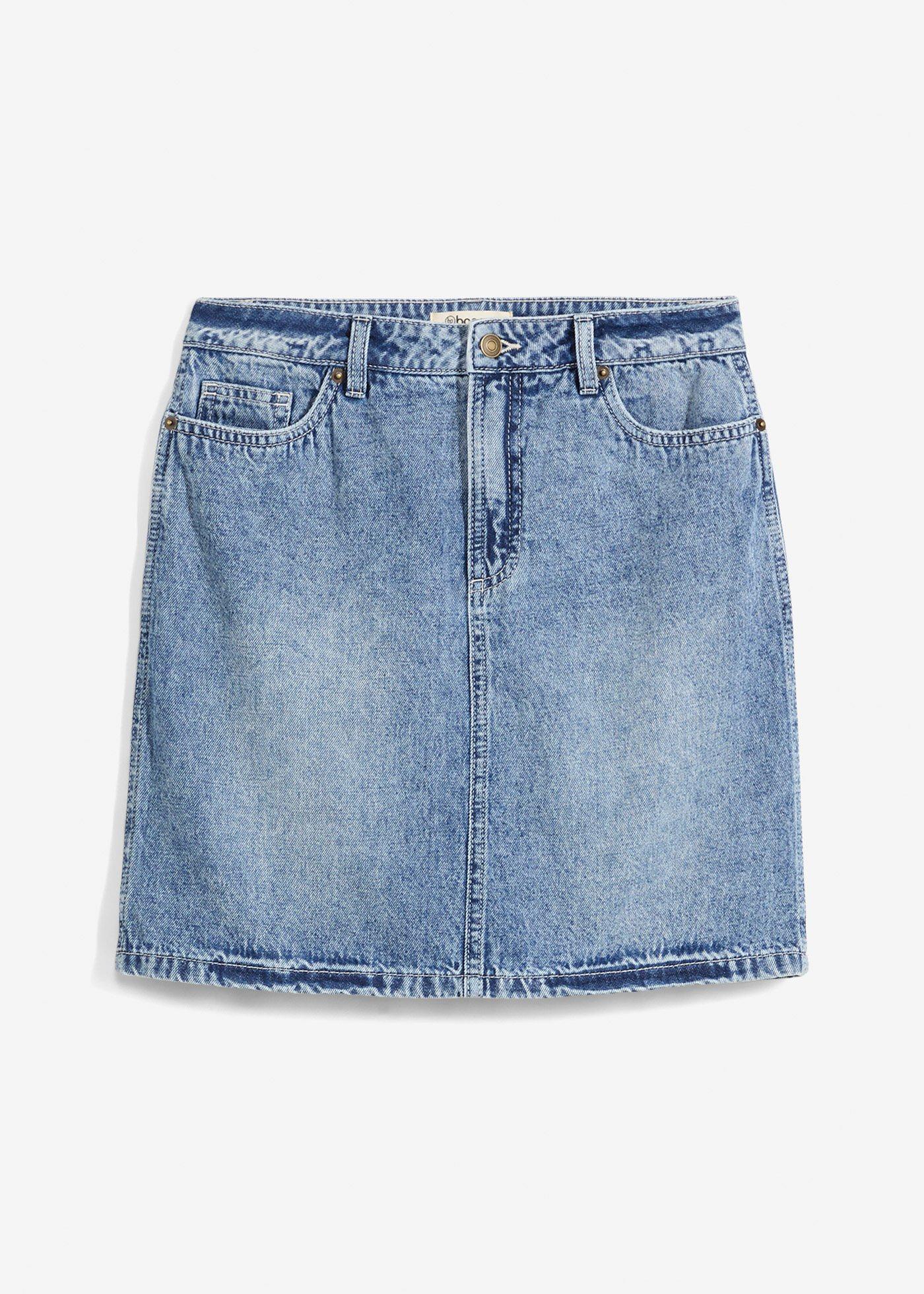 bonprix – Jeanskjol Mid Waist, Low Stretch