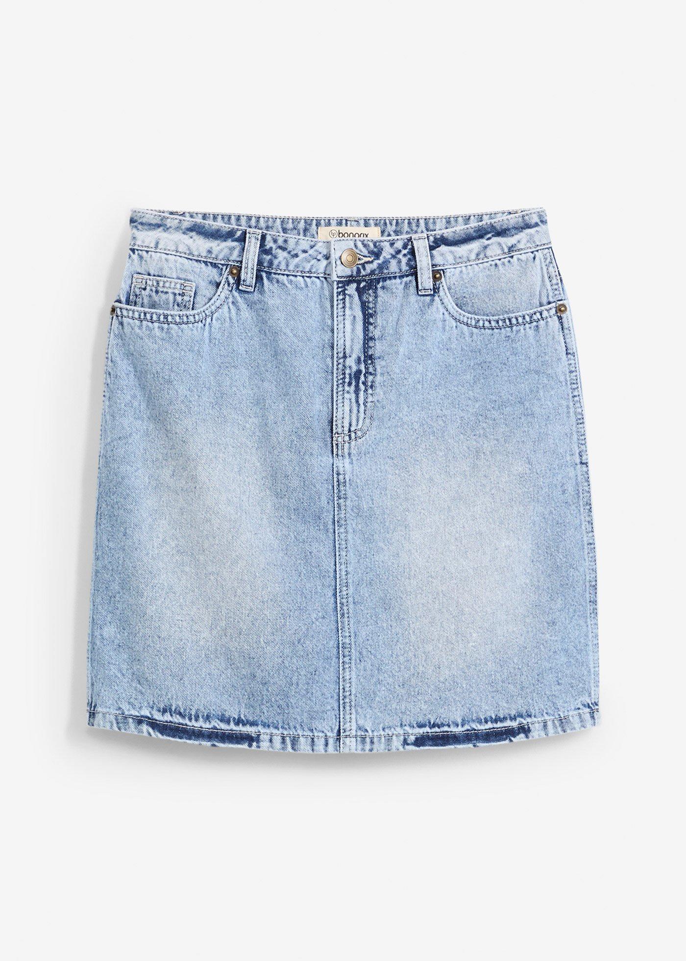 bonprix – Jeanskjol Mid Waist, Low Stretch