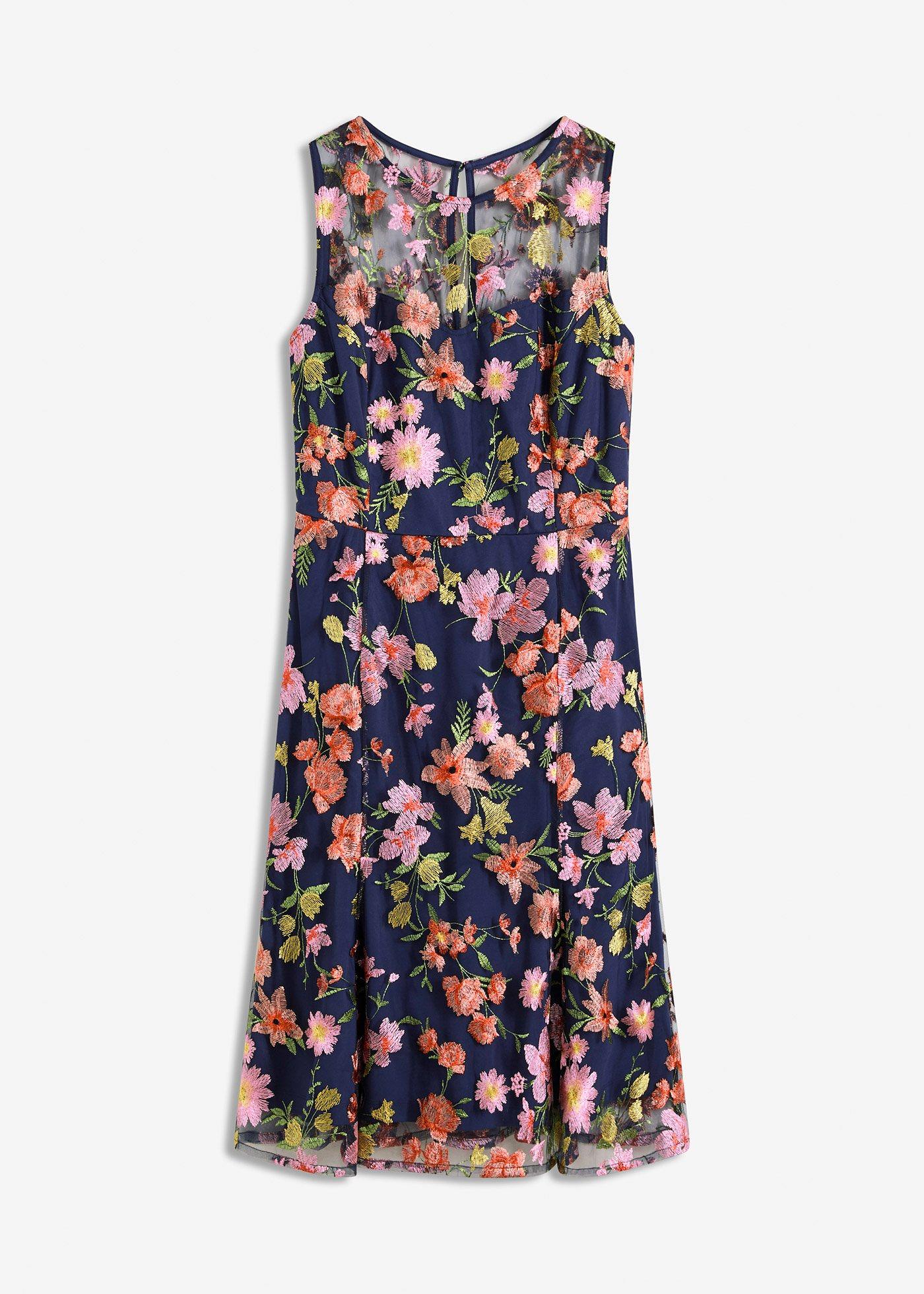 bonprix – Mellanlång klänning med blombroderi