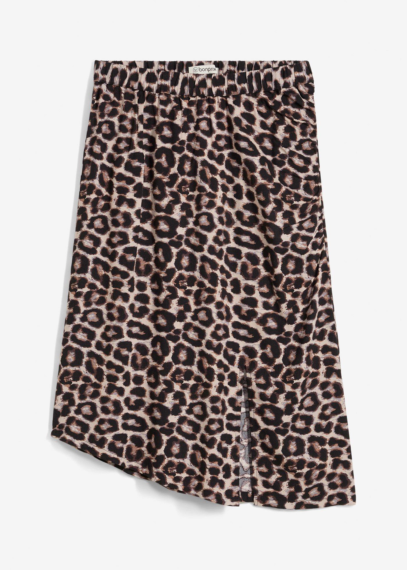 bonprix – Kjol av mjuk viskos, med leopardmönster