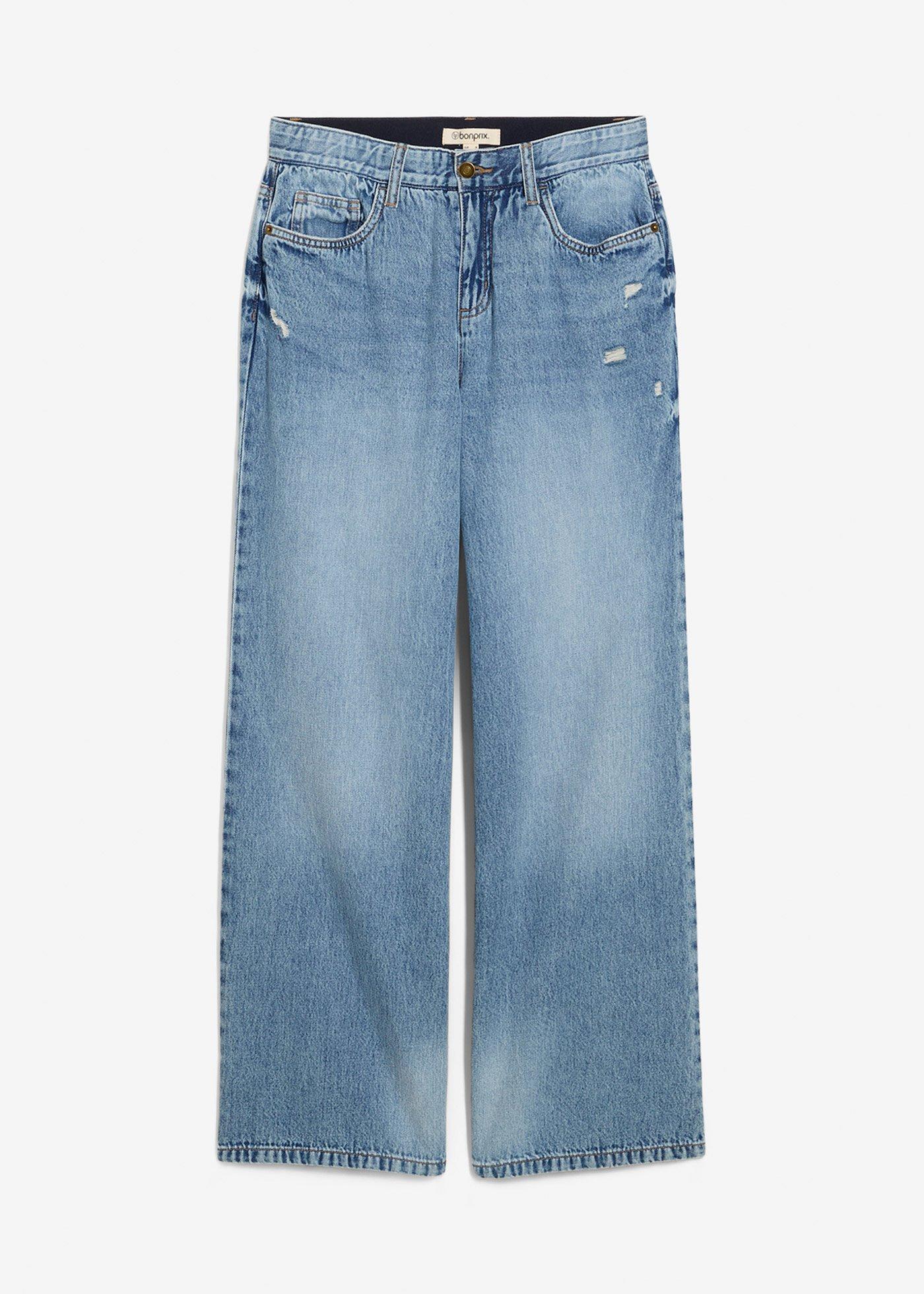 bonprix – Wide Leg Jeans Mid Waist, Low Stretch