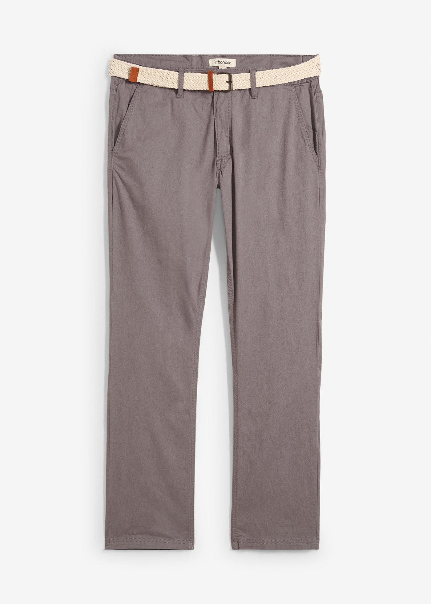 bonprix – Stretchiga chinos med bekvämt snitt och skärp, normal passform, raka ben