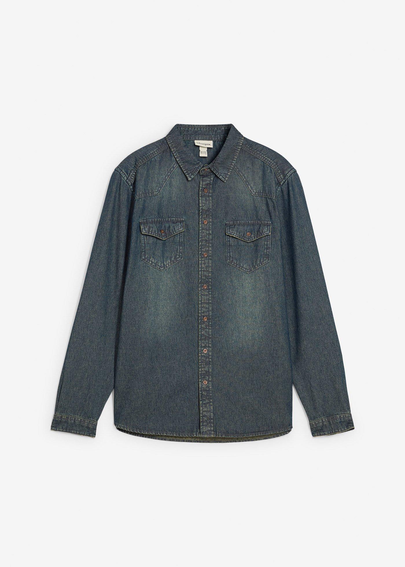 bonprix – Långärmad jeansskjorta i ekologisk bomull