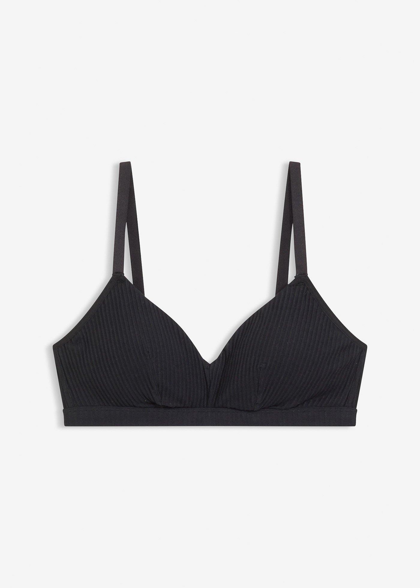 bonprix – Vadderad bralette utan bygel, av ribbad, ekologisk bomull
