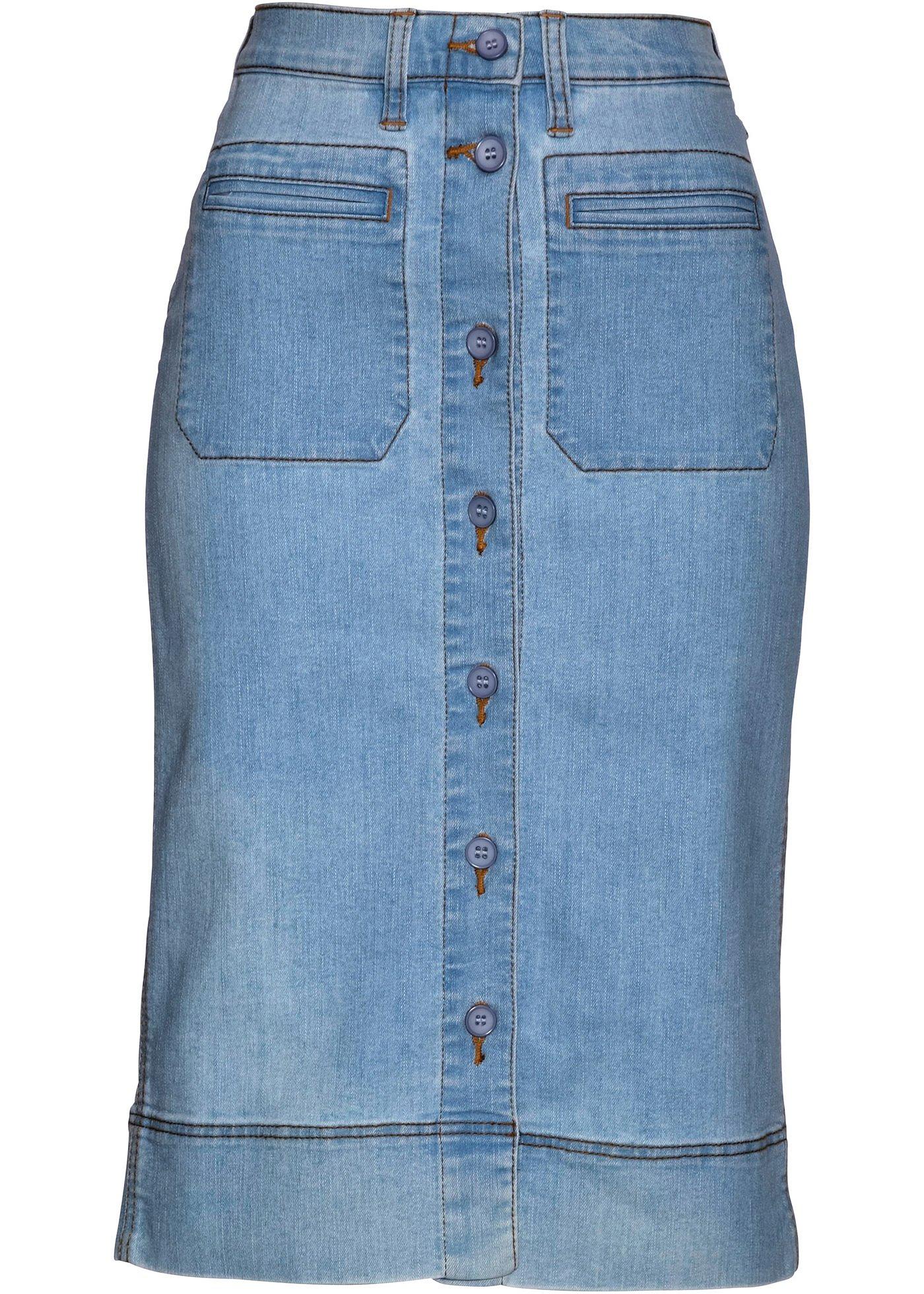 bonprix – Jeanskjol med knappar