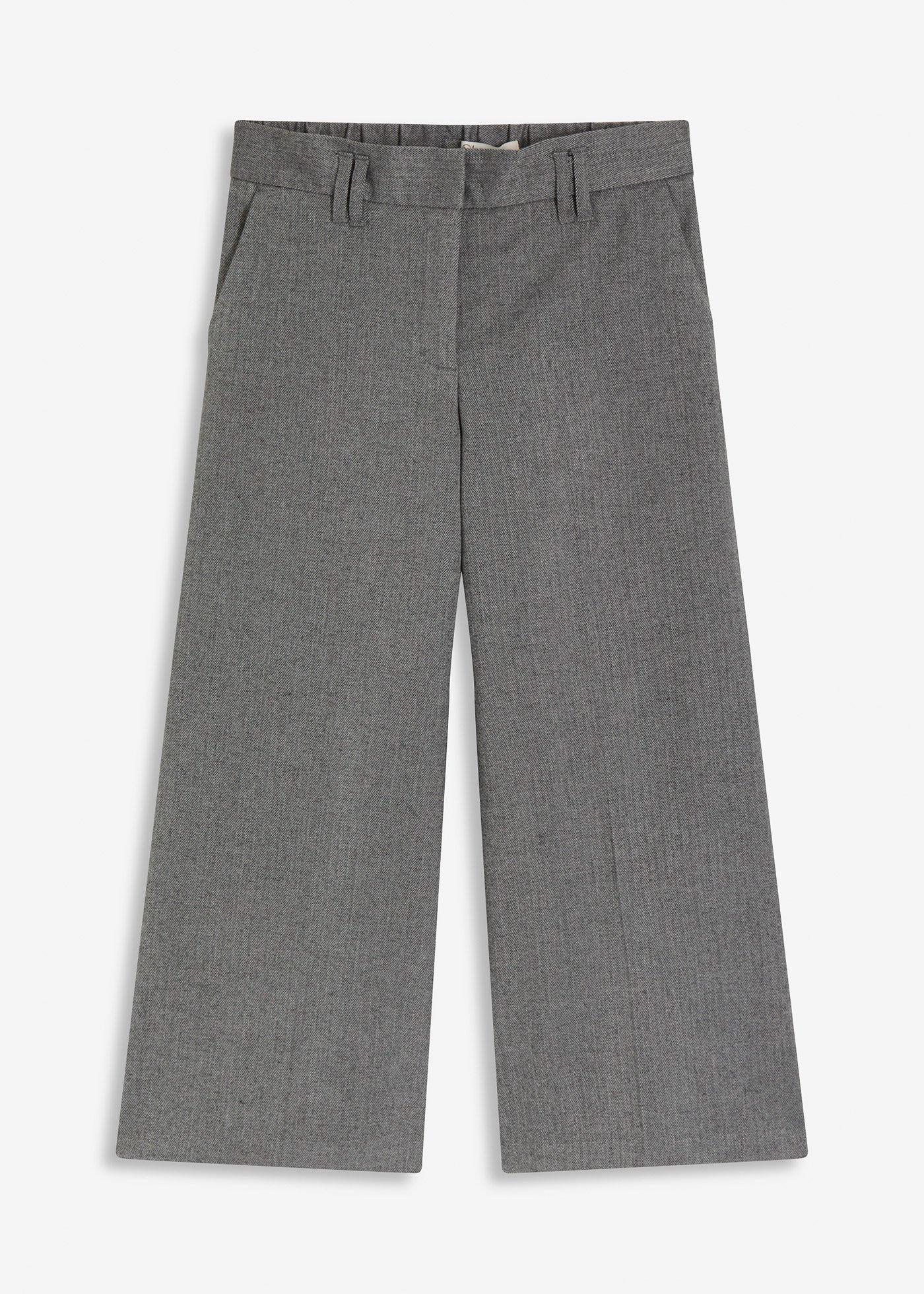 bonprix – Fiskbensmönstrad byxa med yllelook