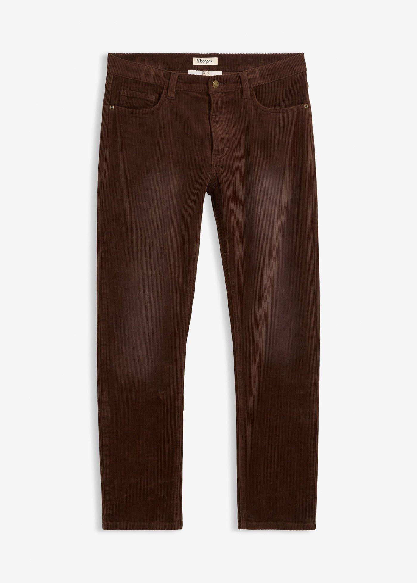 bonprix – Stretchig manchesterbyxa med tvättad look, normal passform, raka ben