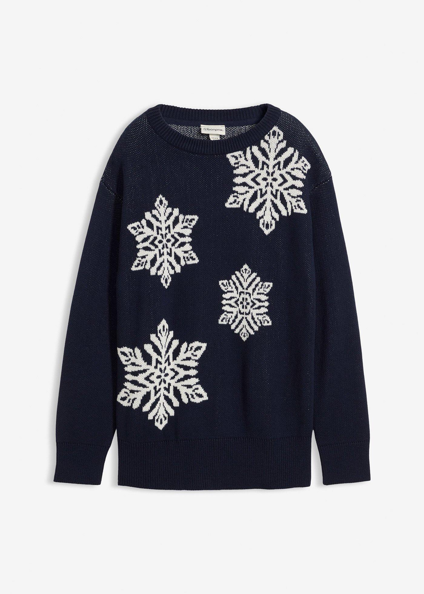bonprix – Tröja med rund halsringning och snöflingemotiv