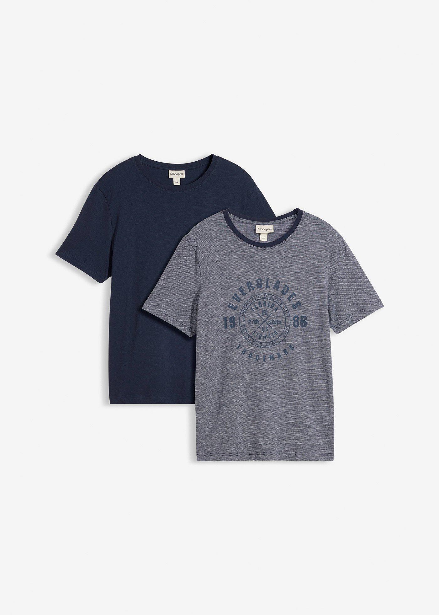 bonprix – T-shirt i bomull med bekvämt snitt (2-pack)