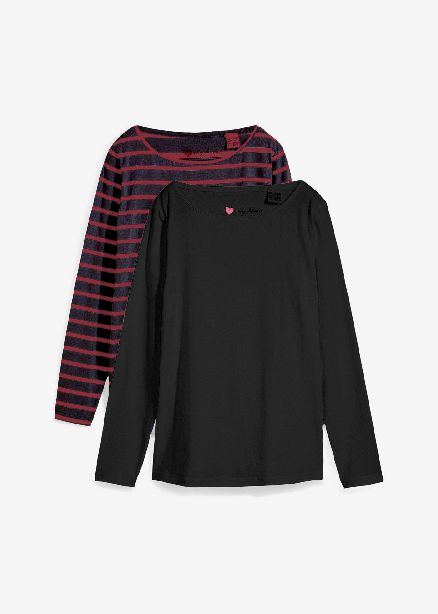 bonprix – Långärmad topp med båtringning (2-pack)