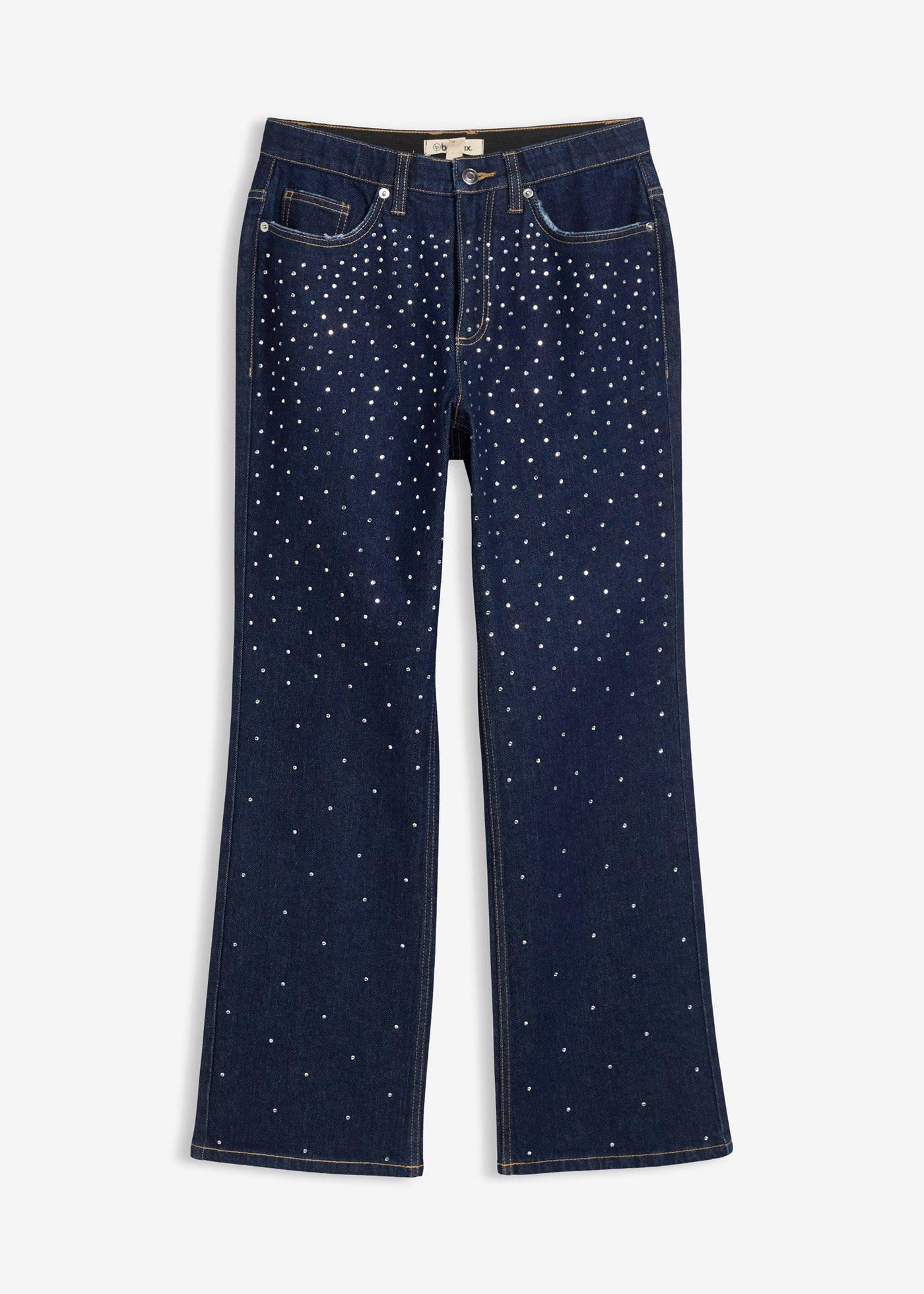 bonprix – Straight jeans, Mid Waist, med strass