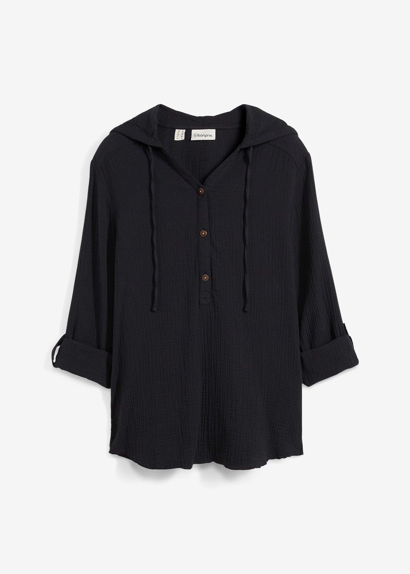 bonprix – Blus med huva i bomullsmuslin