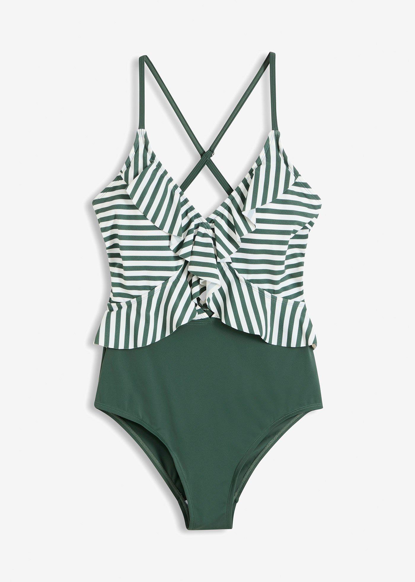 bonprix – Baddräkt med cut-out och volang