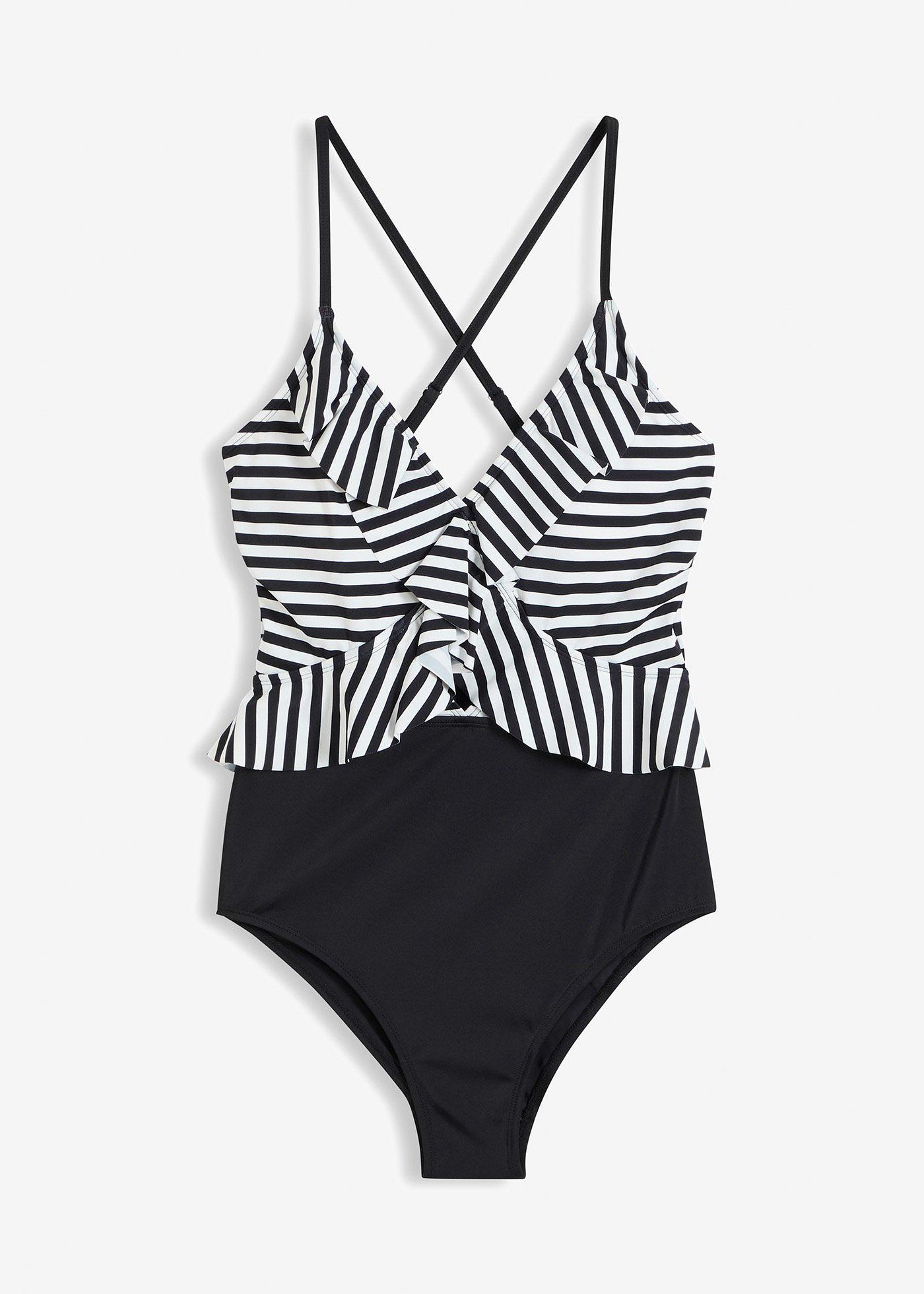 bonprix – Baddräkt med cut-out och volang