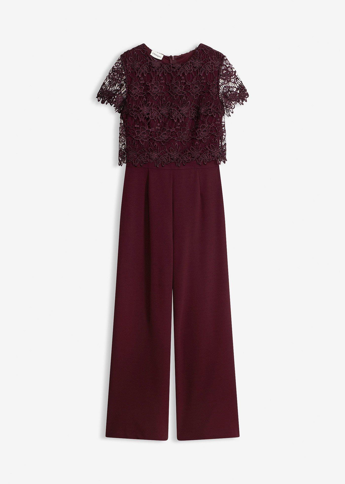 bonprix – Jumpsuit av stabil trikå med spets