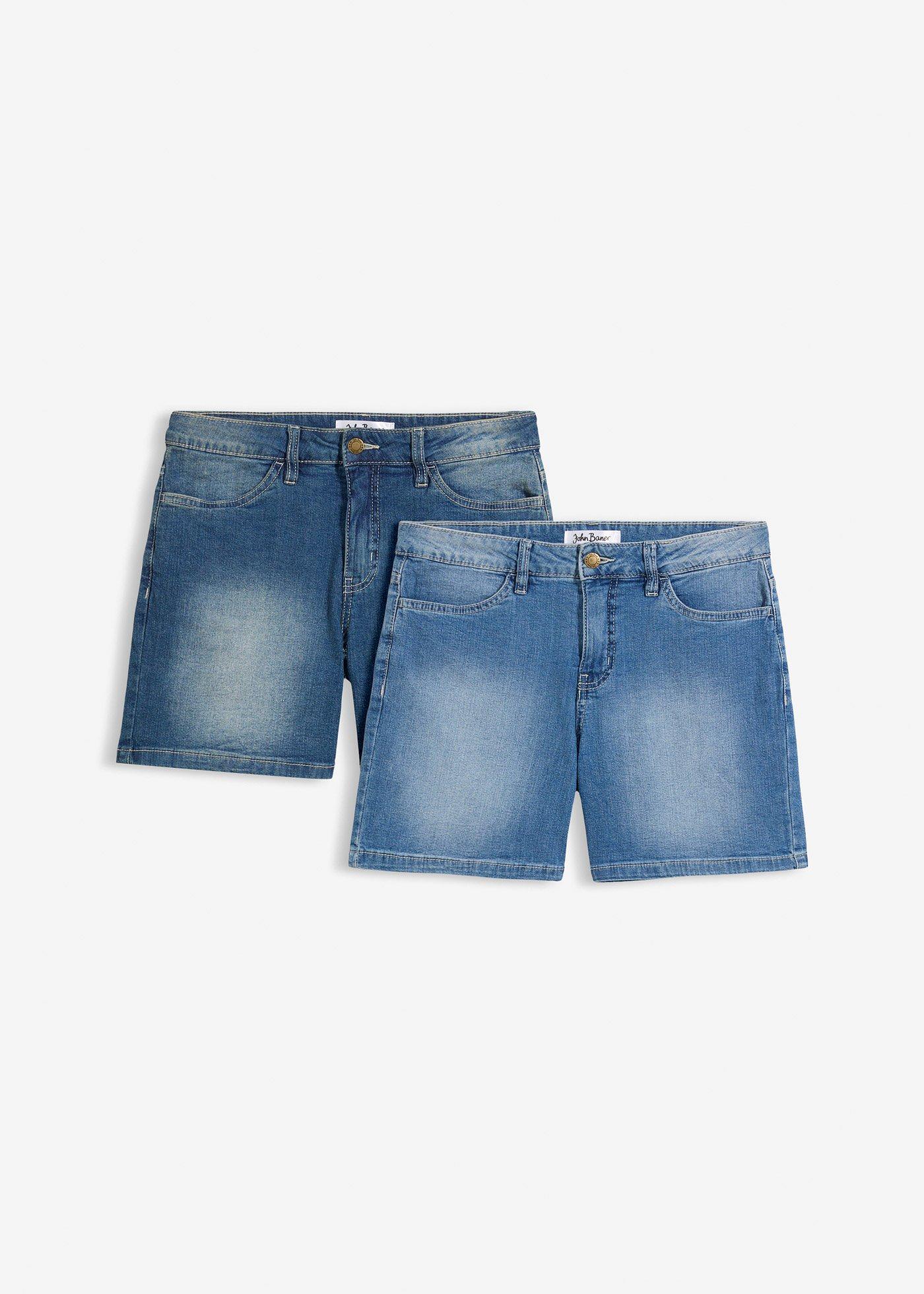 bonprix – Jeansshorts Slim Fit, Mid Waist (2-pack)