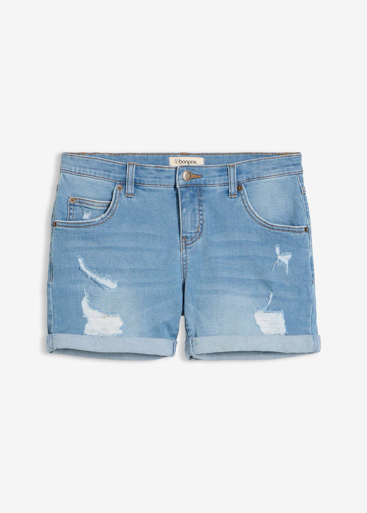 bonprix – Jeansshorts Mid Waist med destroyed-effekter