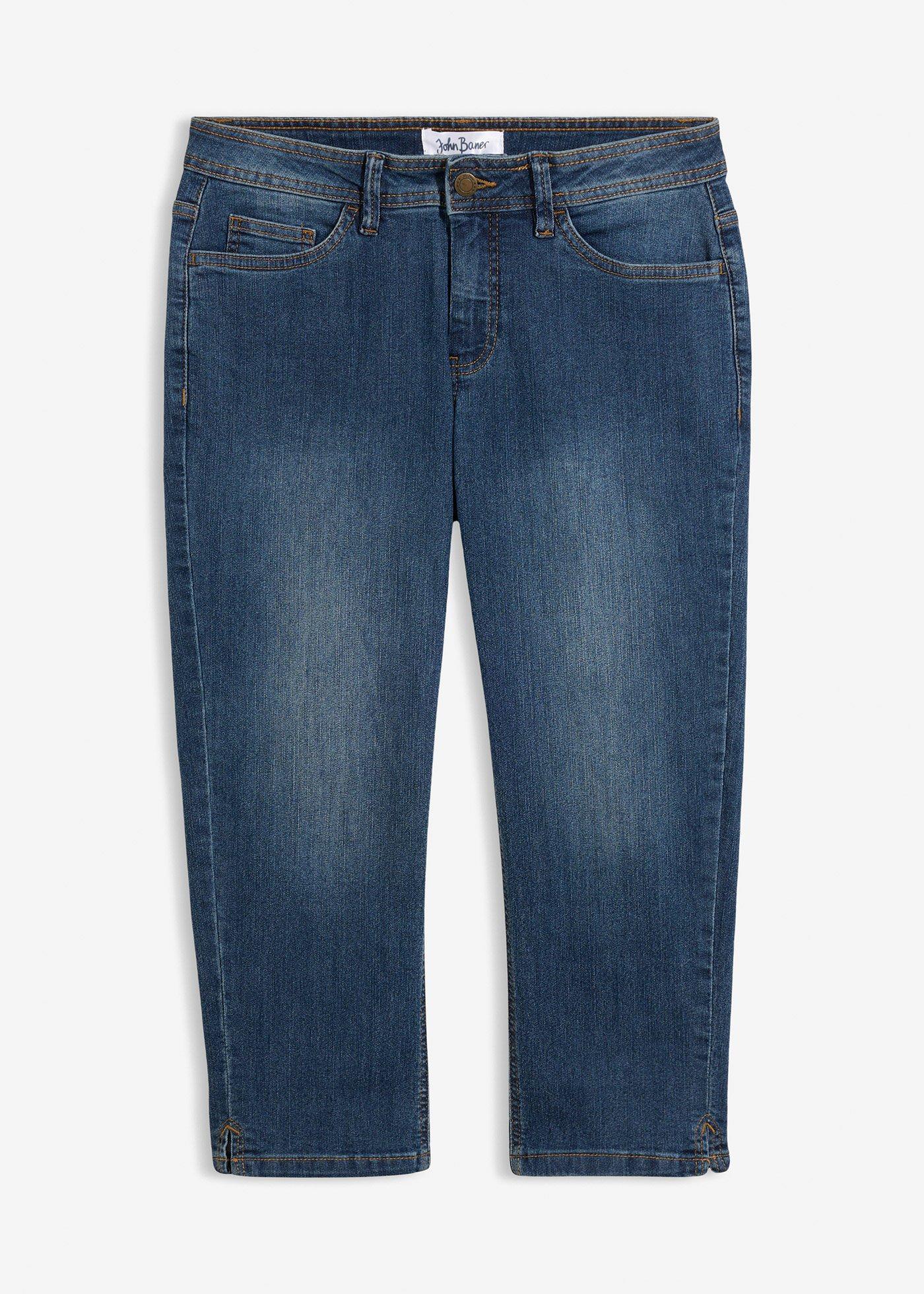 bonprix – Capri-jeans Mid Waist, med skärphällor