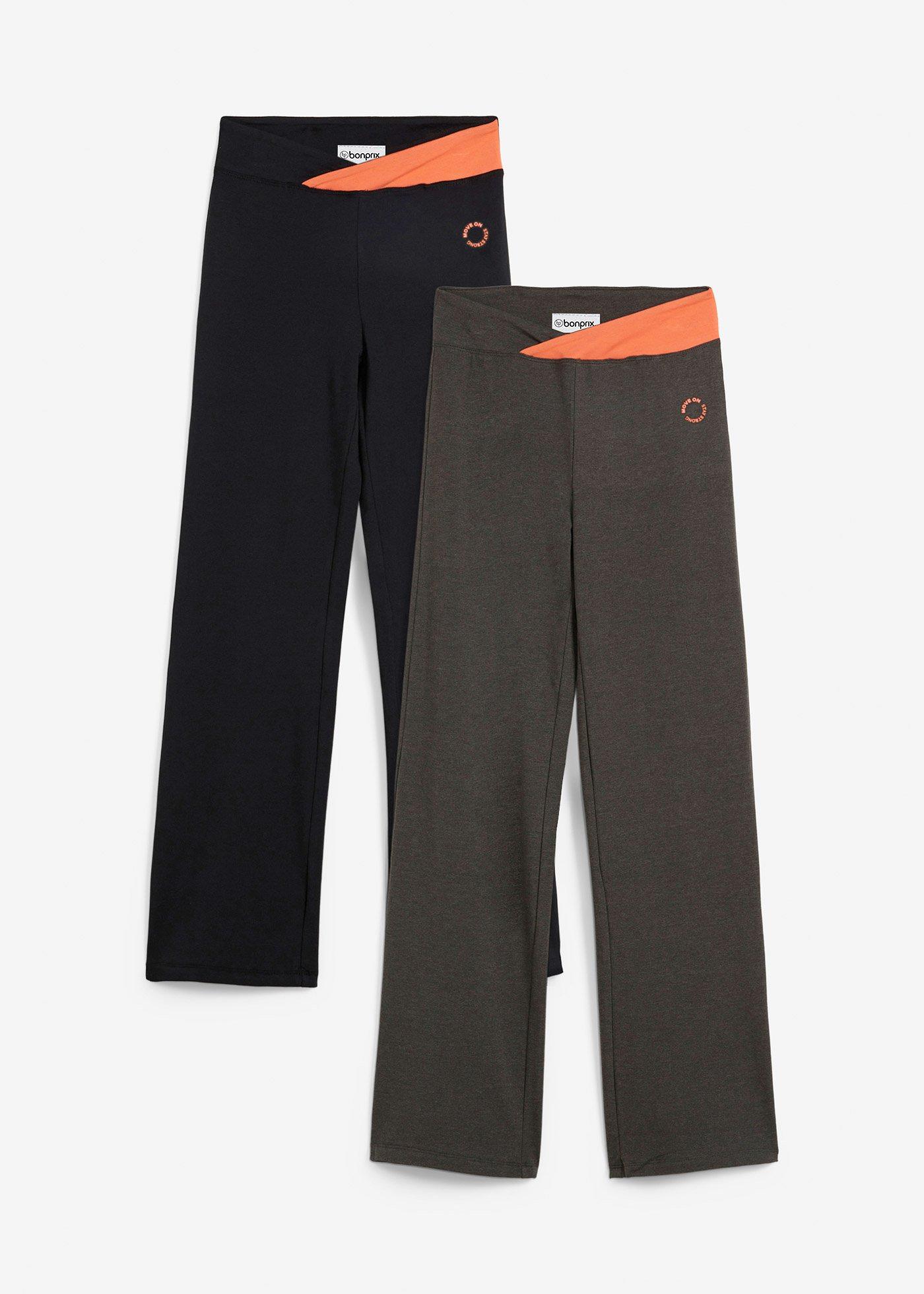 bonprix – Stretchig sportbyxa i bomull med bootcut (2-pack)