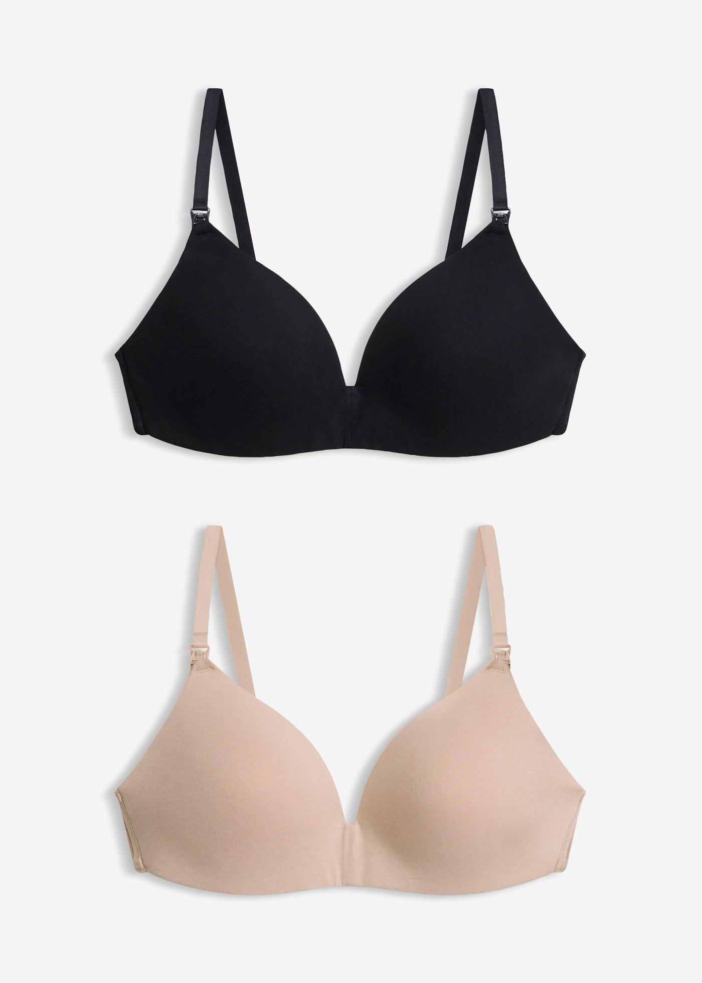 bonprix Vadderad amningsbehå utan bygel, med ekologisk bomull (2-pack)