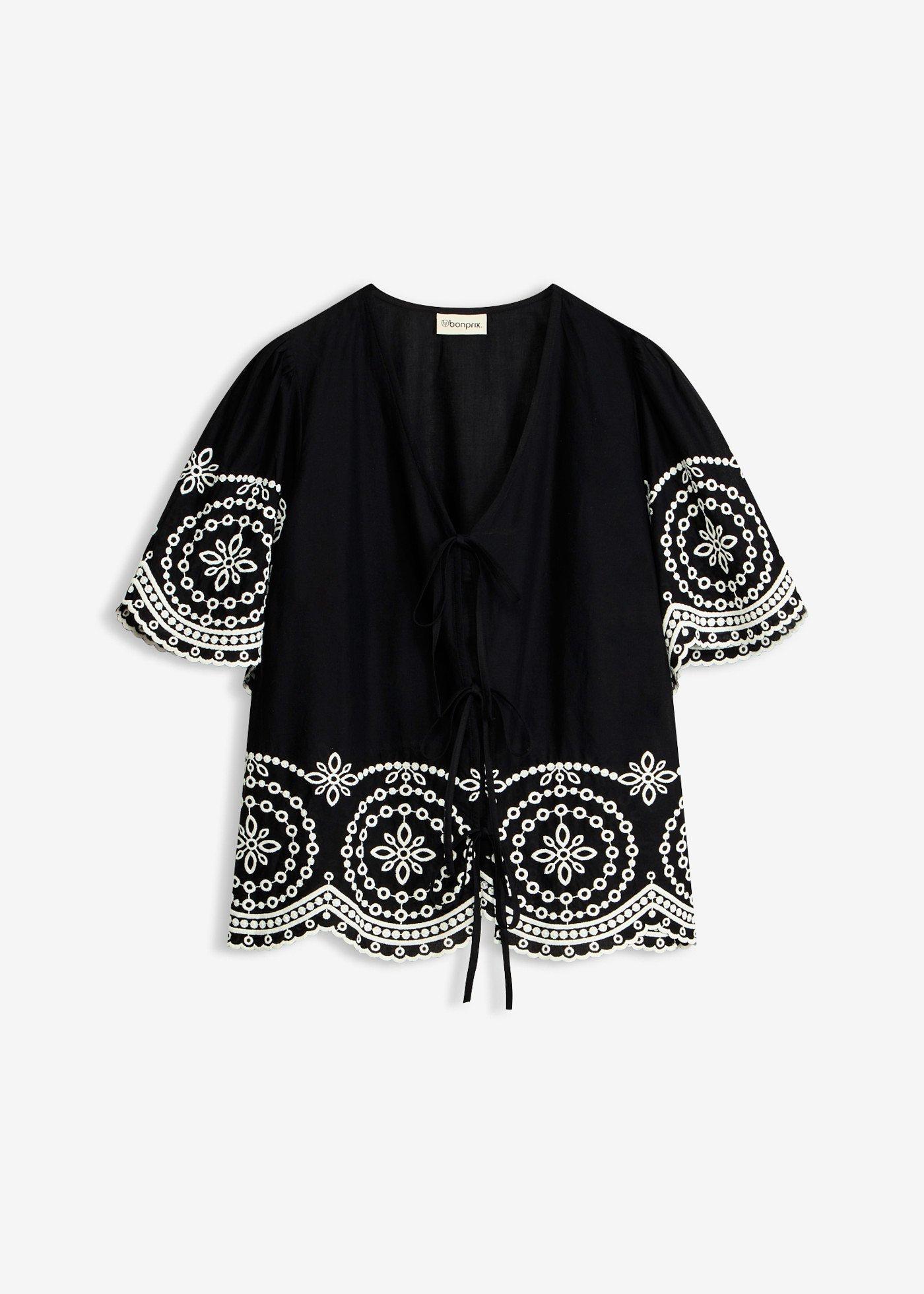 bonprix – Blus i bomull med hålbroderi