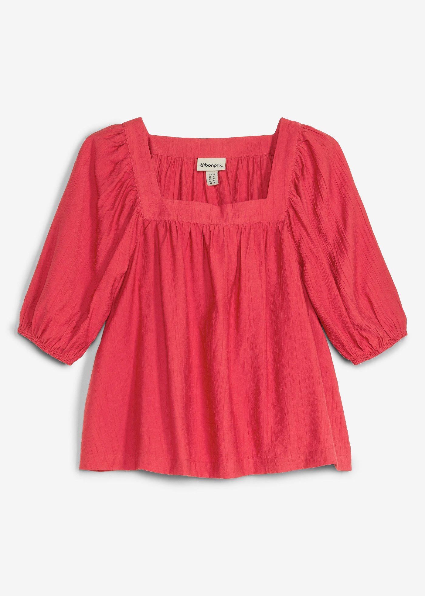 bonprix – Blus av krinklat material med struktur