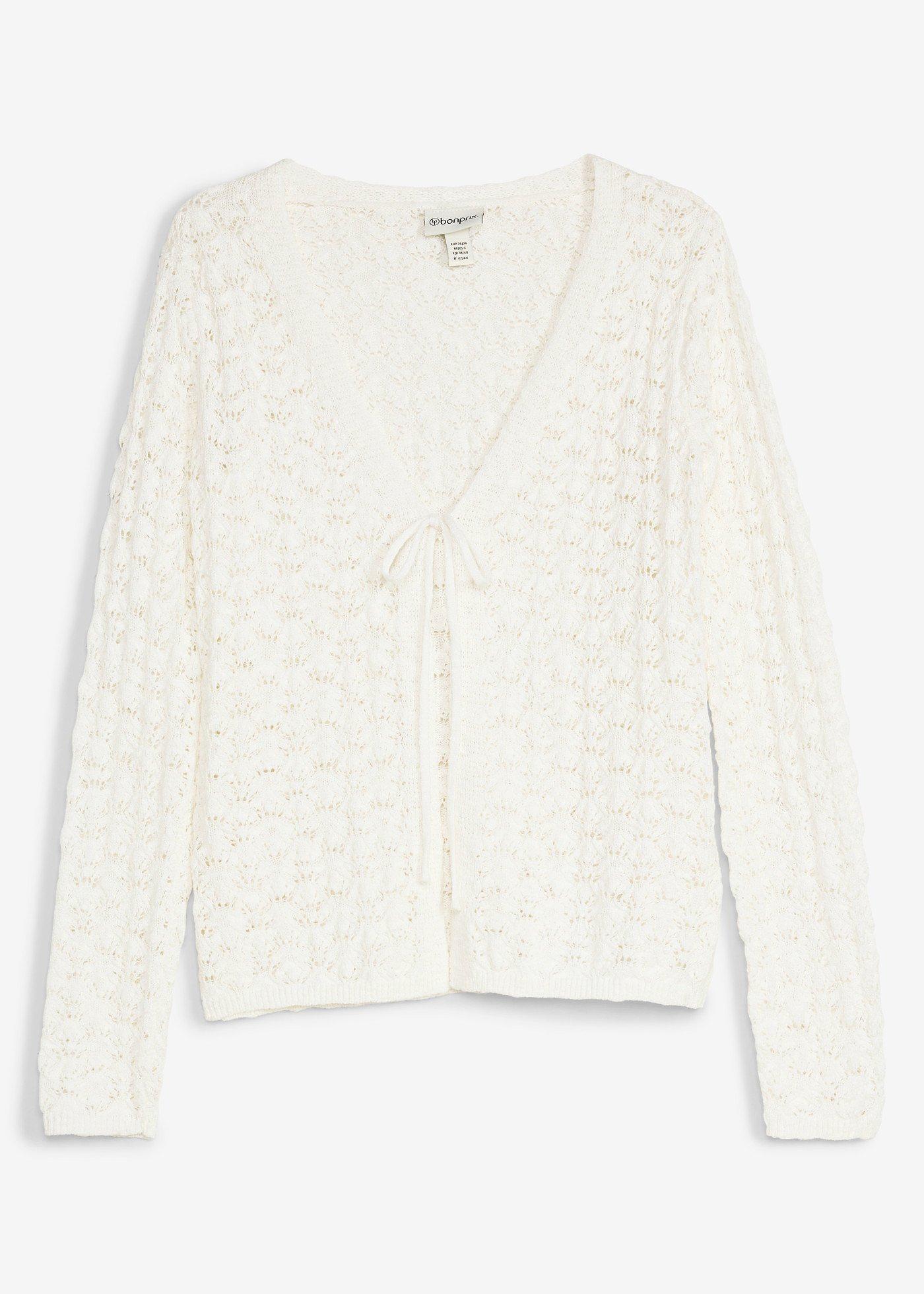 bonprix – Hålmönstrad cardigan av bomull