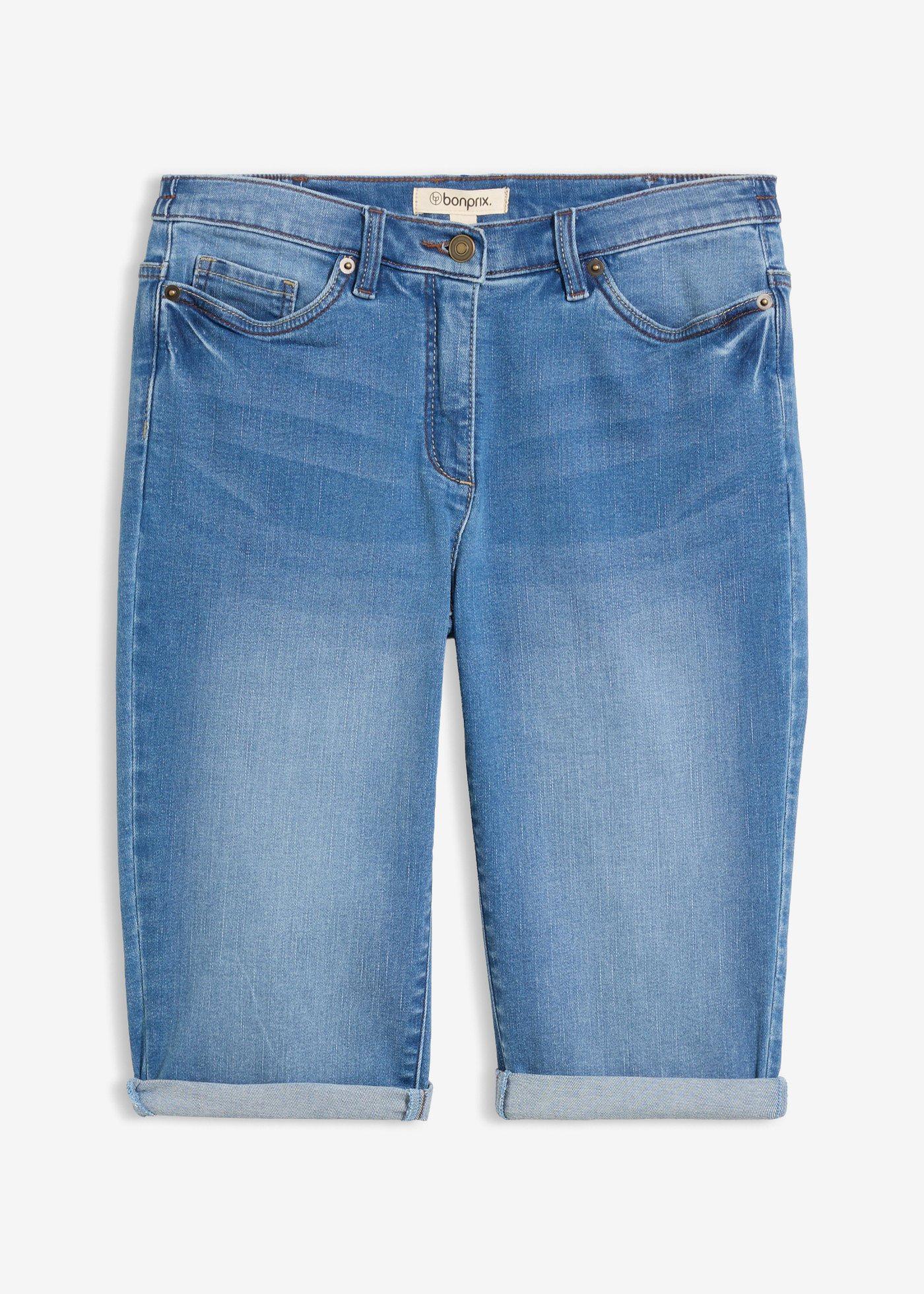 bonprix – Jeansbermudas Mid Waist, med bekväm midja