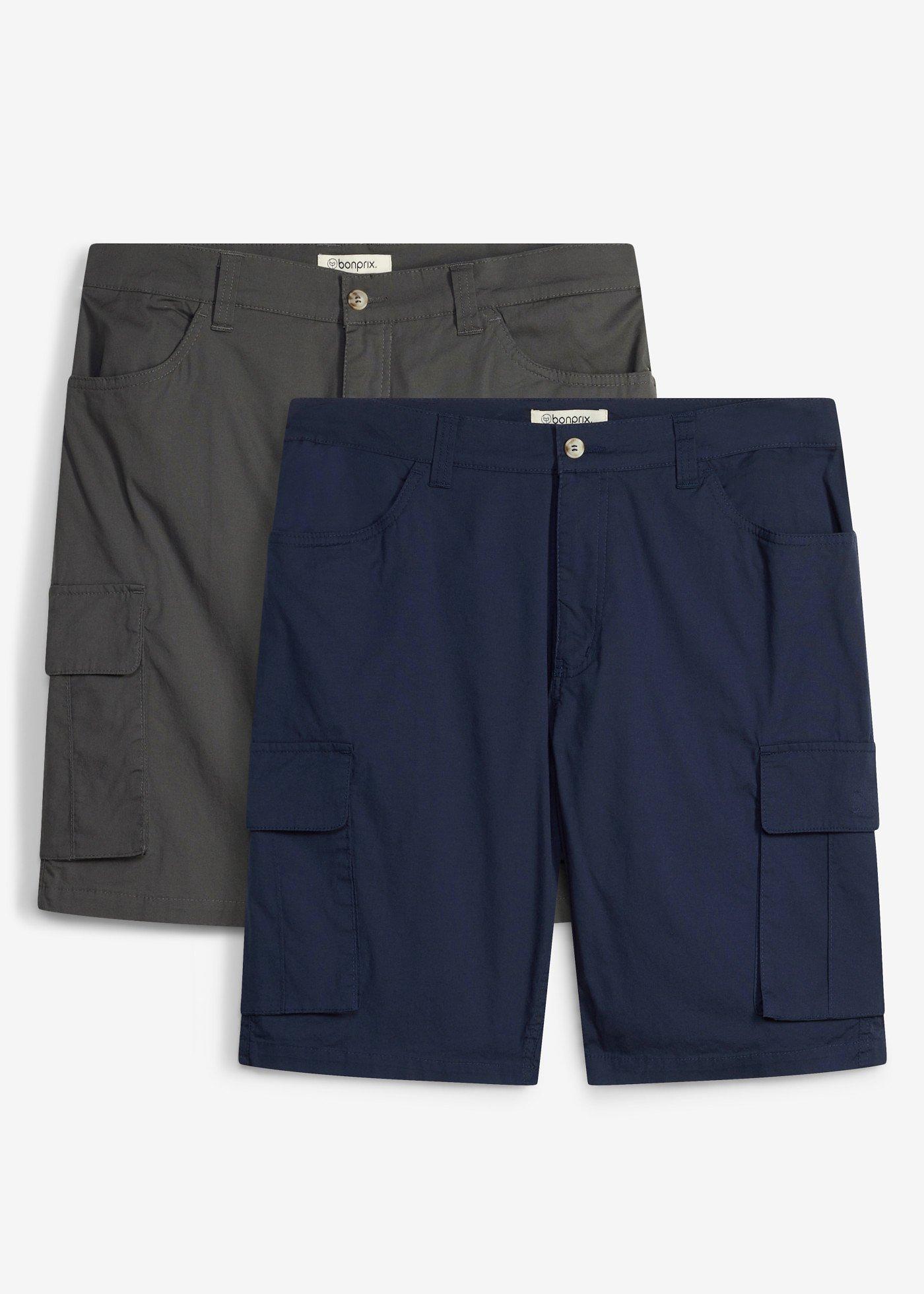 bonprix – Stretchiga shorts i cargomodell (2-pack)