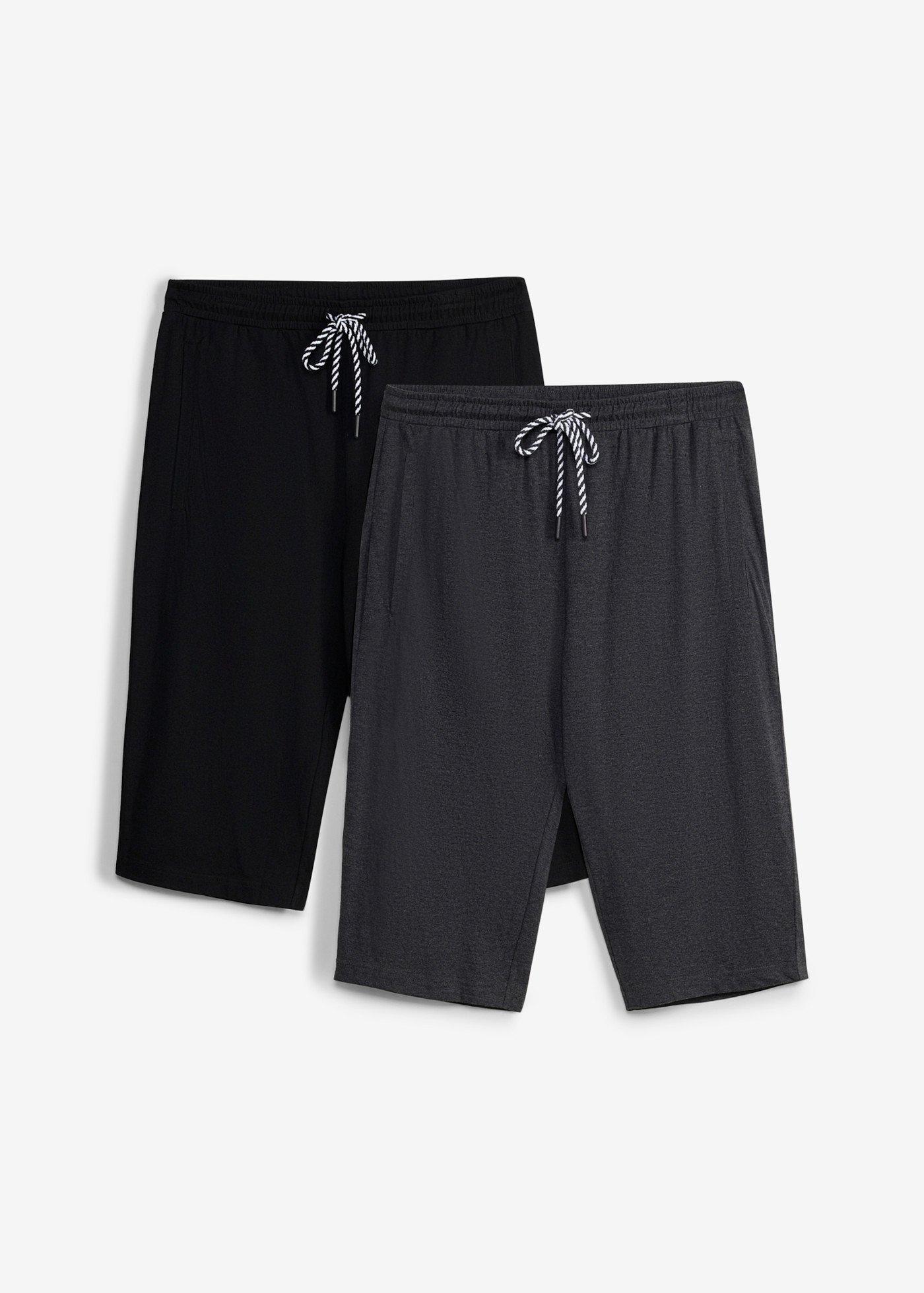 bonprix – Jerseyshorts i lång modell med ekologisk bomull (2-pack)