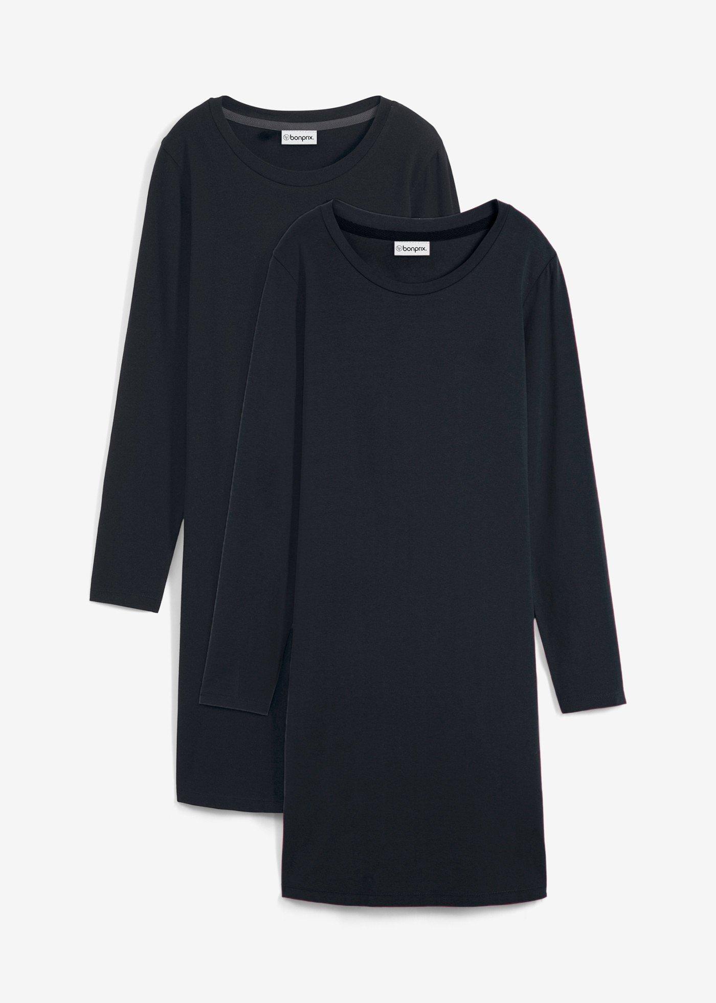 bonprix – Jerseyklänning av bomull med stretch (2-pack)