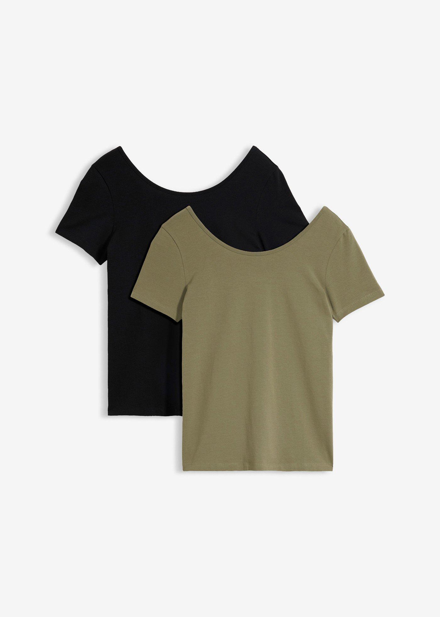 bonprix – T-shirt med djup ringning bak (2-pack)