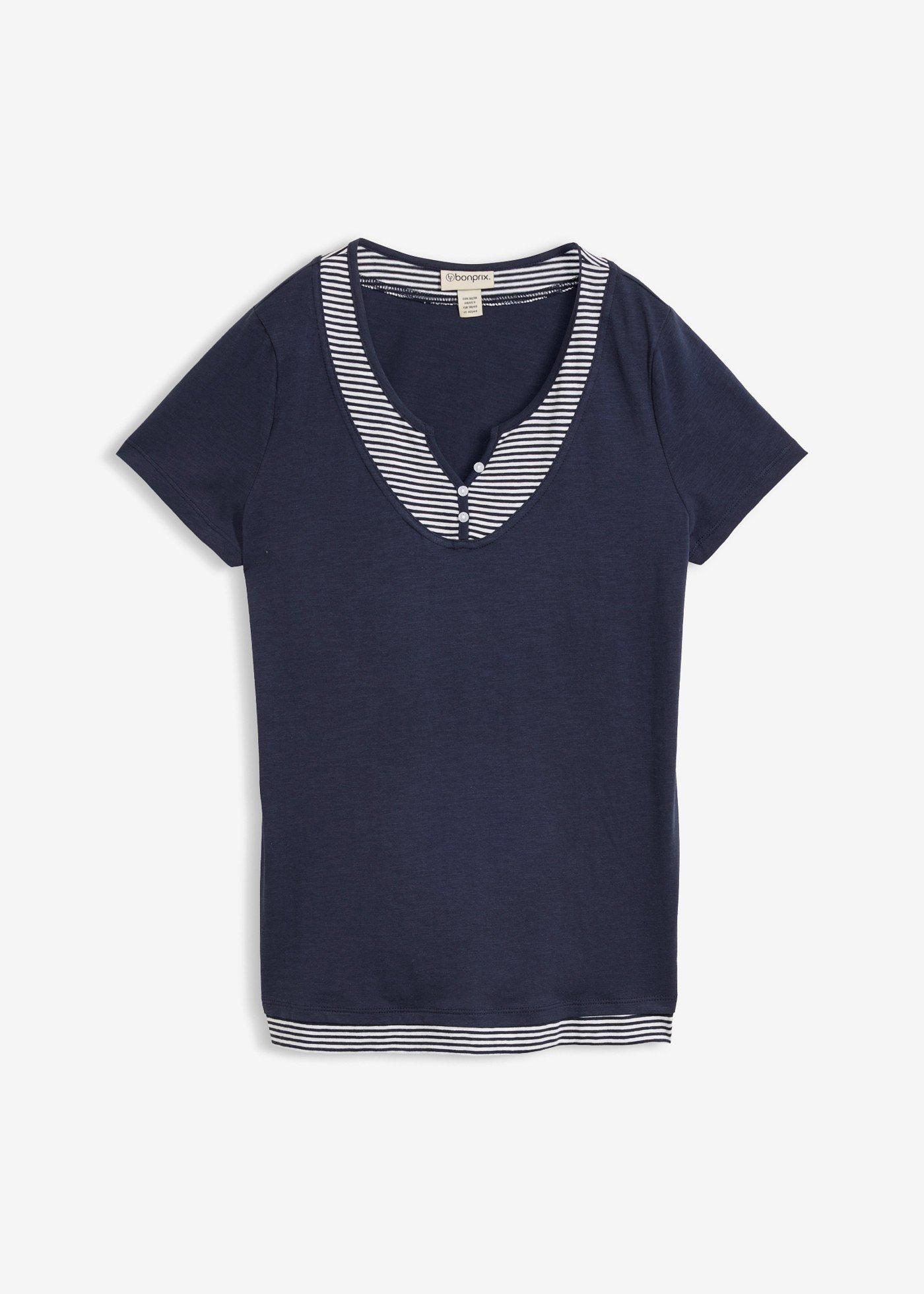 bonprix – T-shirt med 2-i-1-look, ekologisk bomull