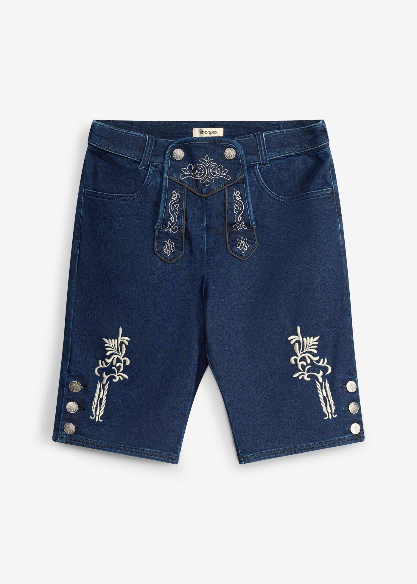 bonprix – Folkdräktsinspirerade shorts av sweatshirtdenim med mjuk midja