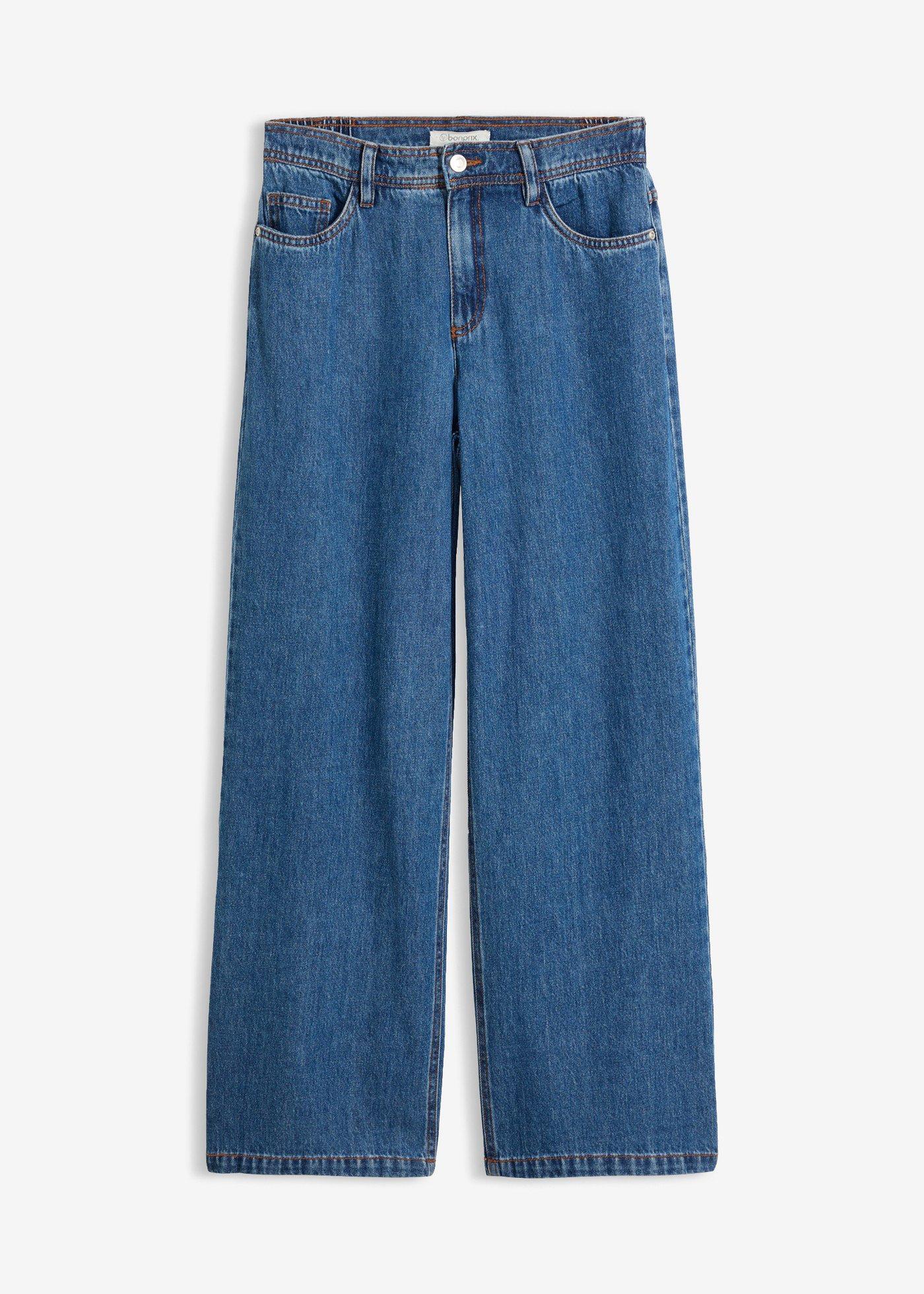 bonprix – Jeans med Wide Leg och Mid Waist cropped