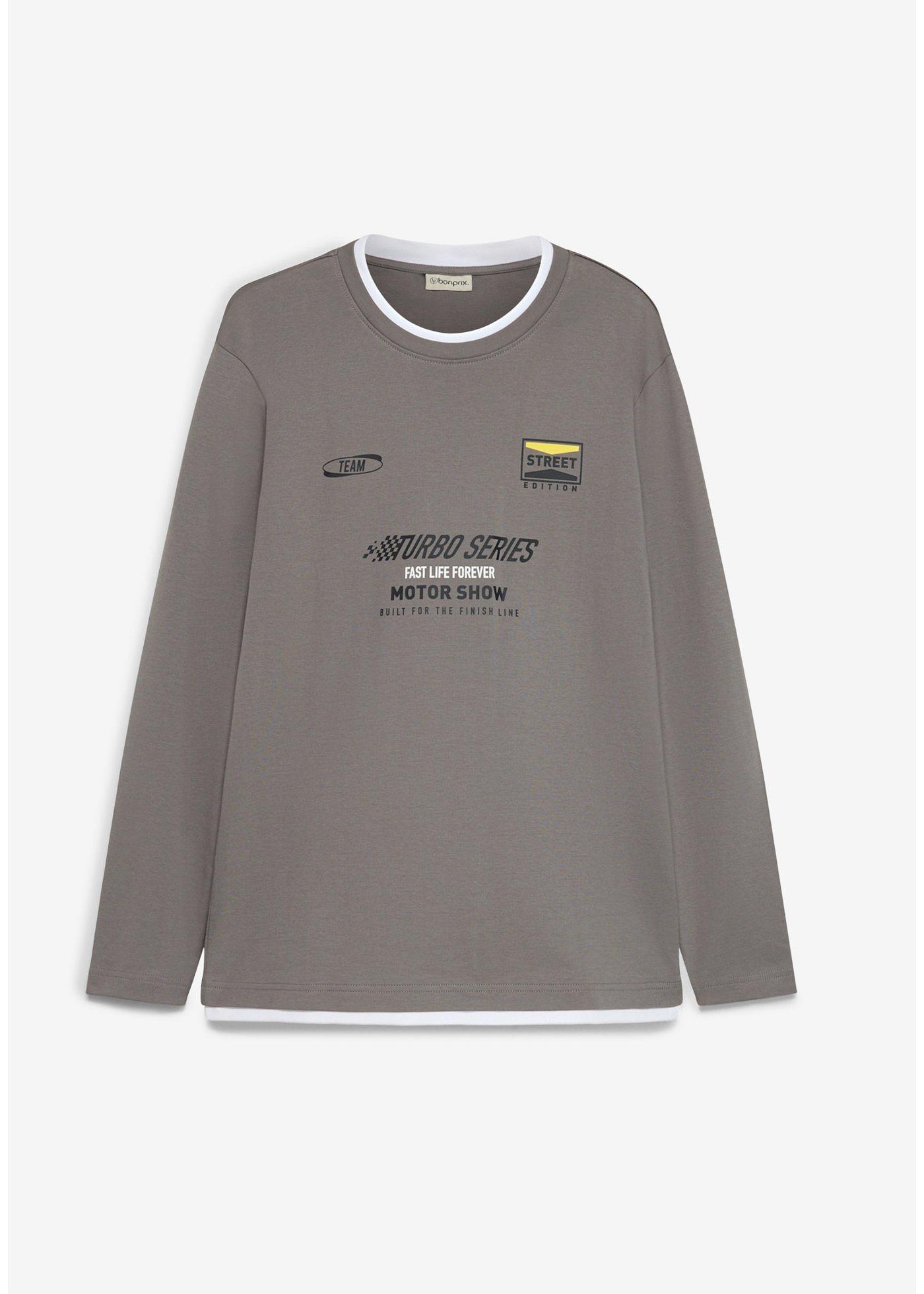 bonprix – Långärmad T-shirt i ekologisk bomull med 2 i 1-look