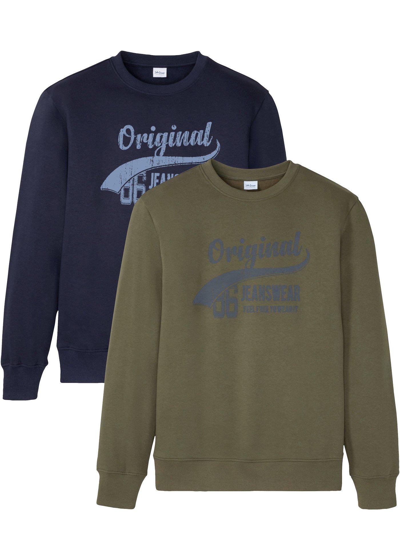 bonprix – Sweatshirt i mjuk bomullsmix (2-pack)