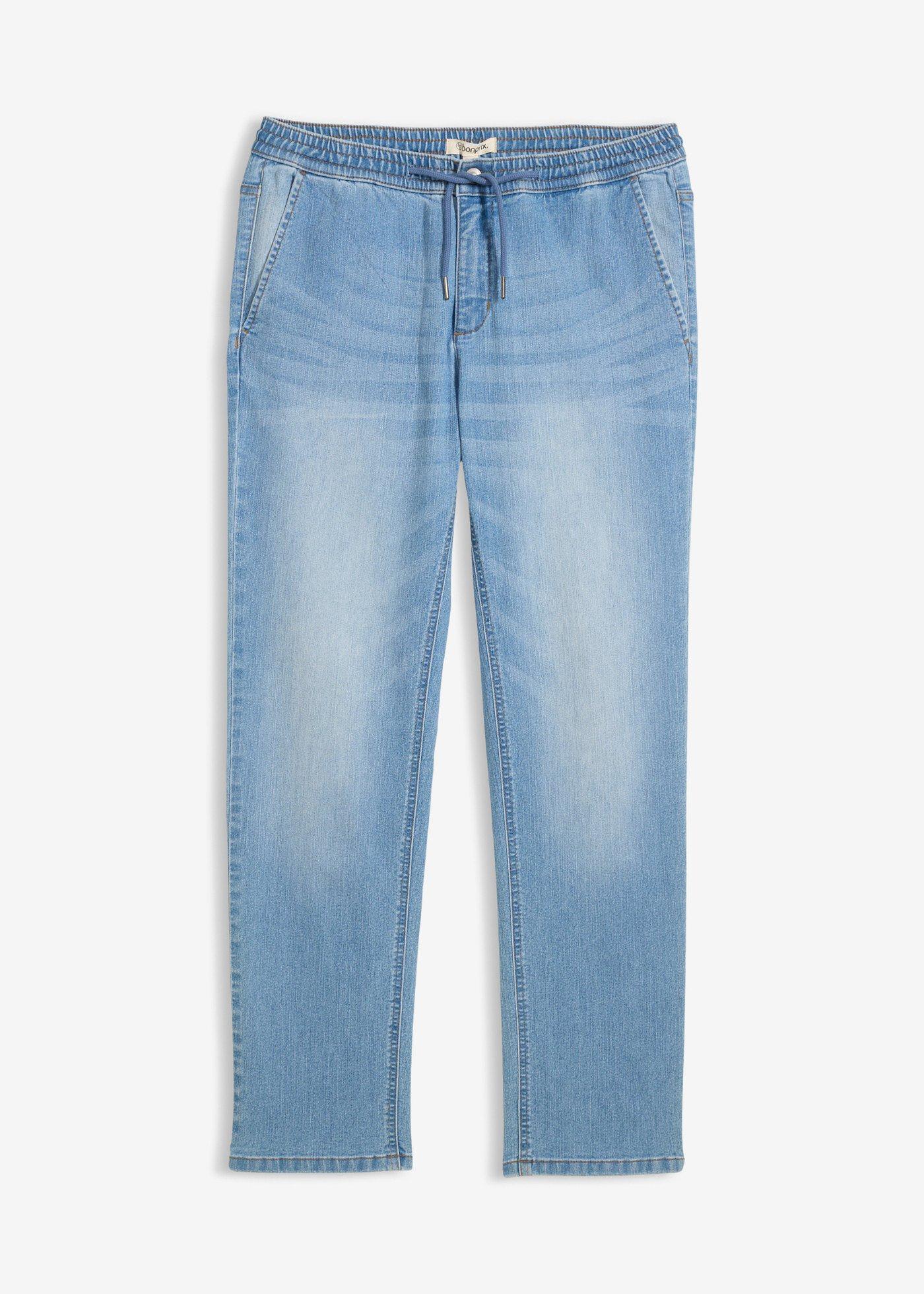 bonprix – Tunna dra på-jeans med resårmidja, Regular Fit, Straight,