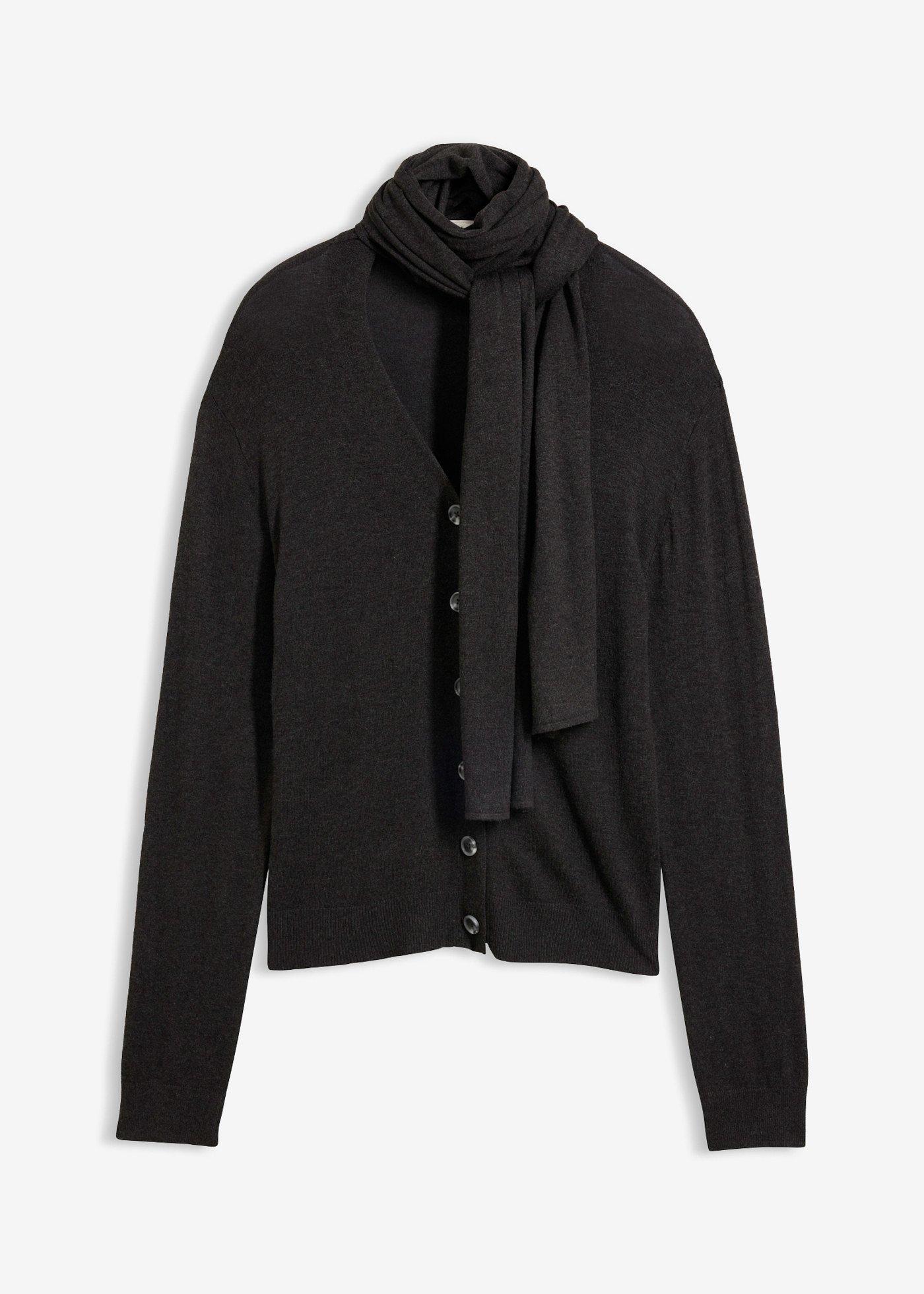 bonprix – Finstickad cardigan med avtagbar sjal