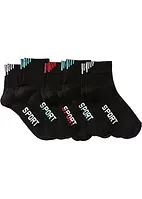 Sportsockor med texttryck (5-pack), ekologisk bomull, bonprix