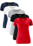 T-shirt med rund halsringning (5-pack), kortärmad, bonprix